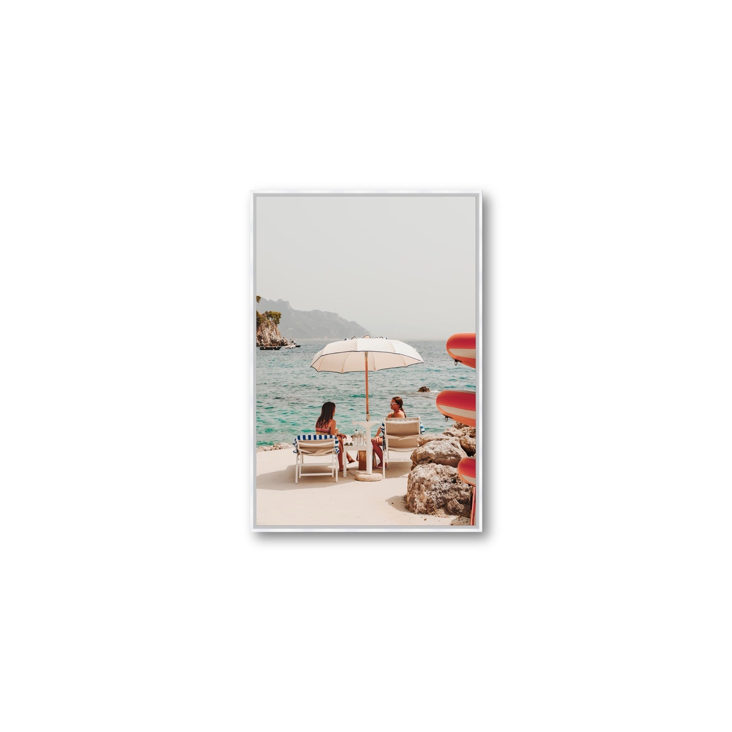Salty Banter Amalfi Mediterranean wall art Medium fine art canvas in white float frame