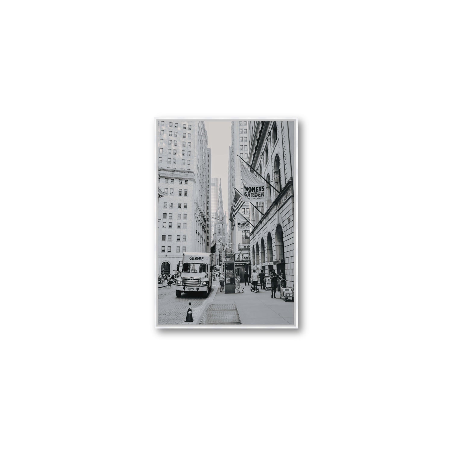 Metropolitan Monotone New York NYC Black & White wall art Medium fine art canvas in white float frame
