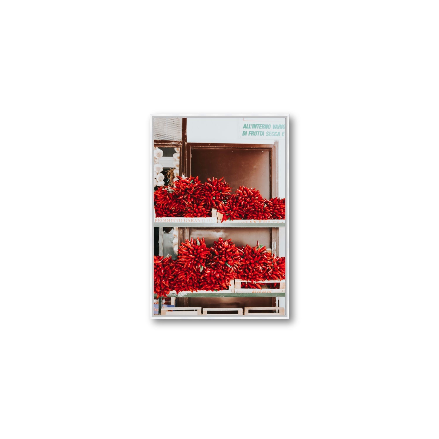 Hot Harvest Puglia Italian wall art Medium fine art canvas in white float frame