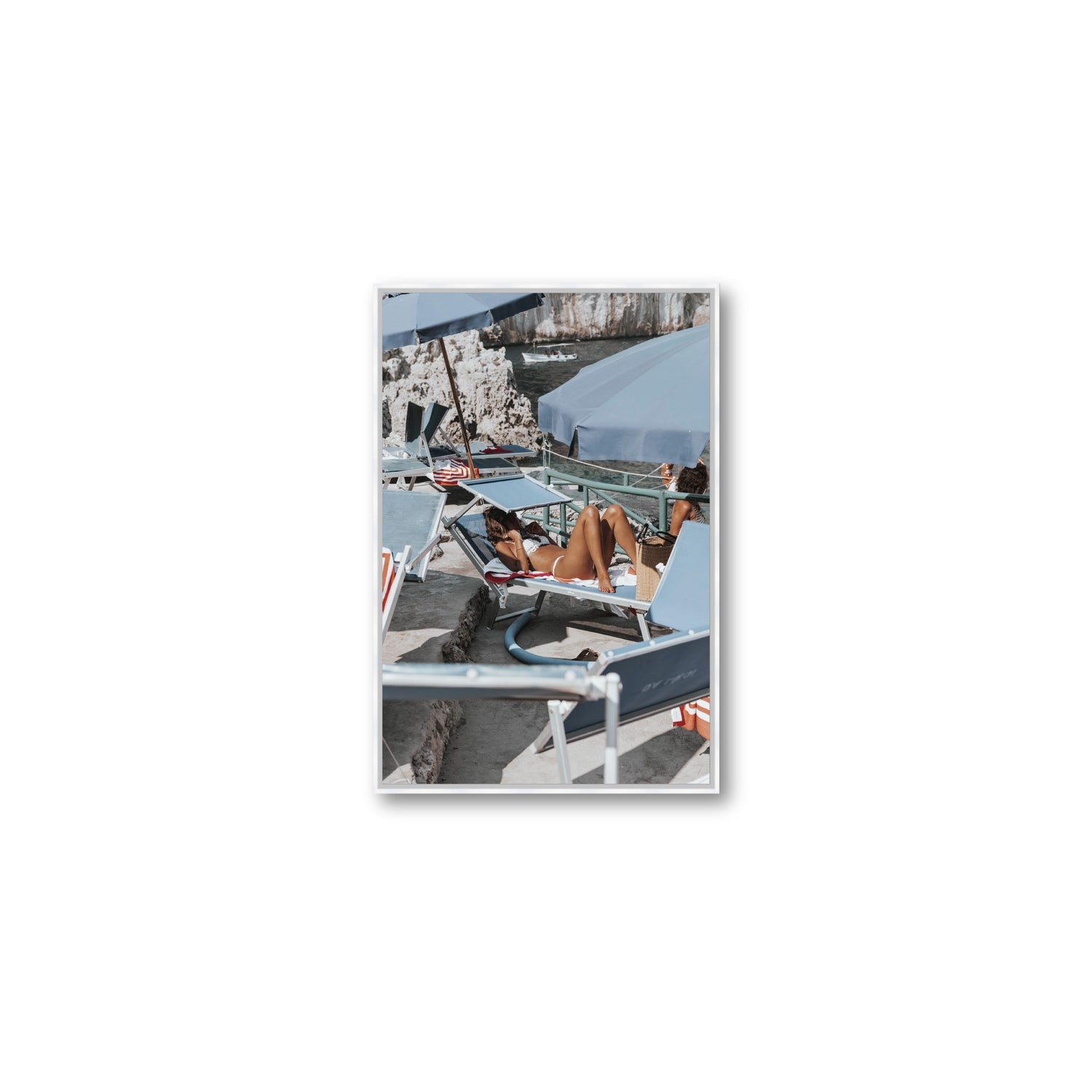Beach Babe fine art print, Capri, Italy, Medium, White Float Frame, Fine Art Canvas