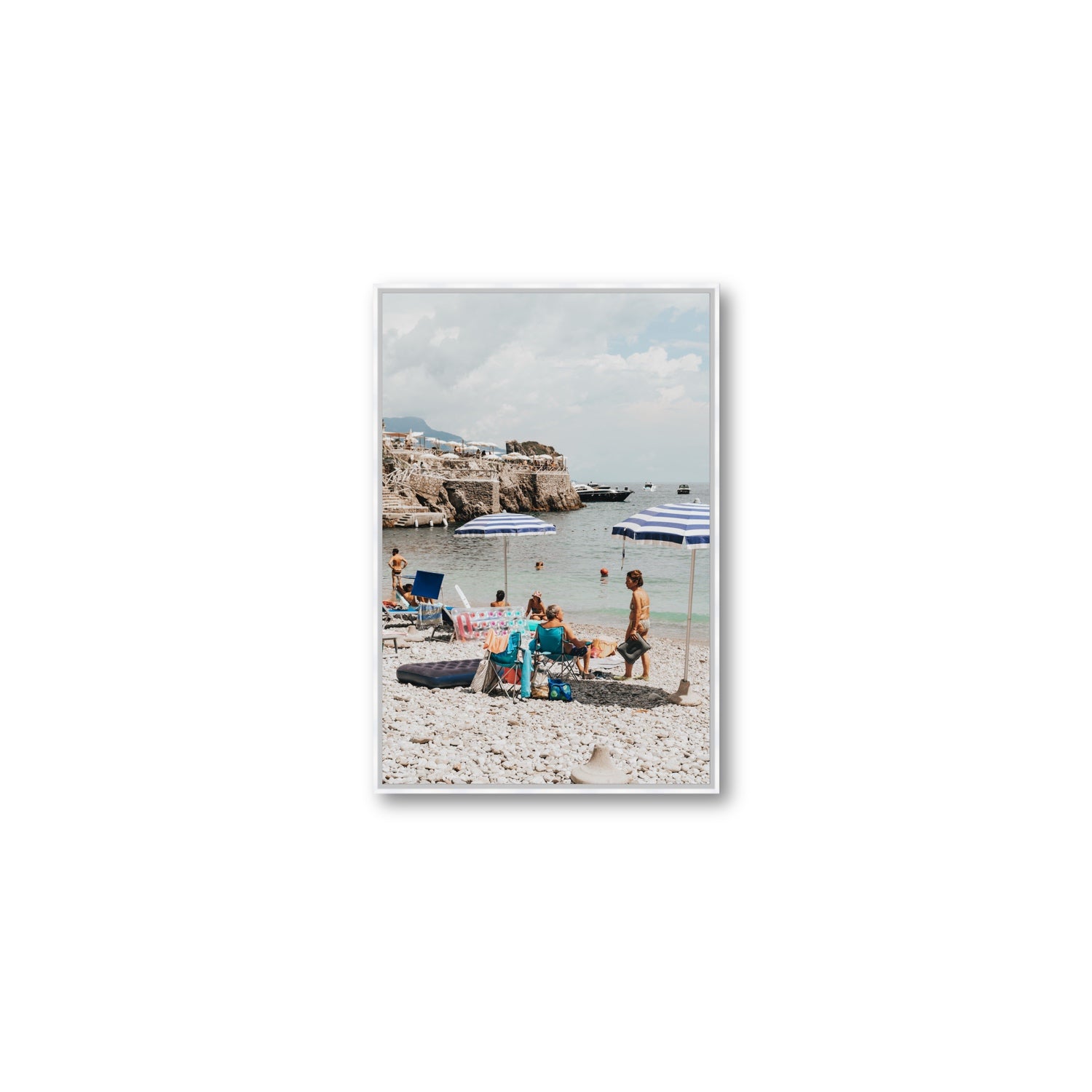 Couple Goals Nerano Amalfi Coast coastal wall art Medium fine art canvas in white float frame