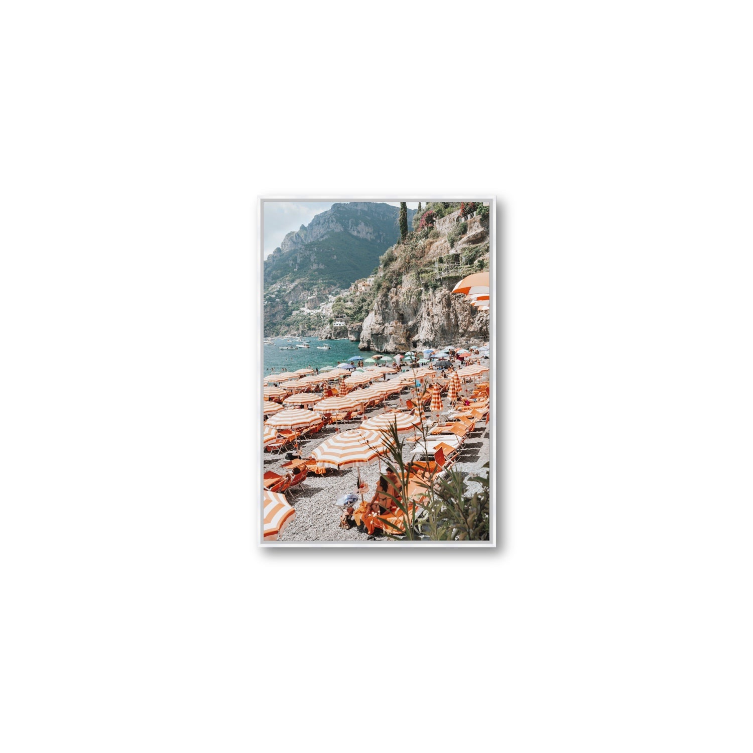 Bagni d'Arienzo Positano decor wall art Medium fine art canvas in white float frame
