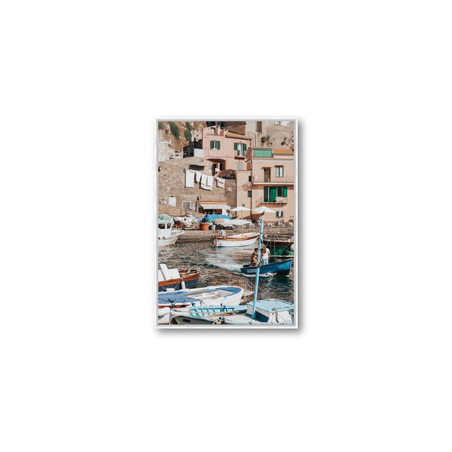 Coastal Carousel fine art print, Sorrento, Italy, Medium, White Float Frame, Fine Art Canvas