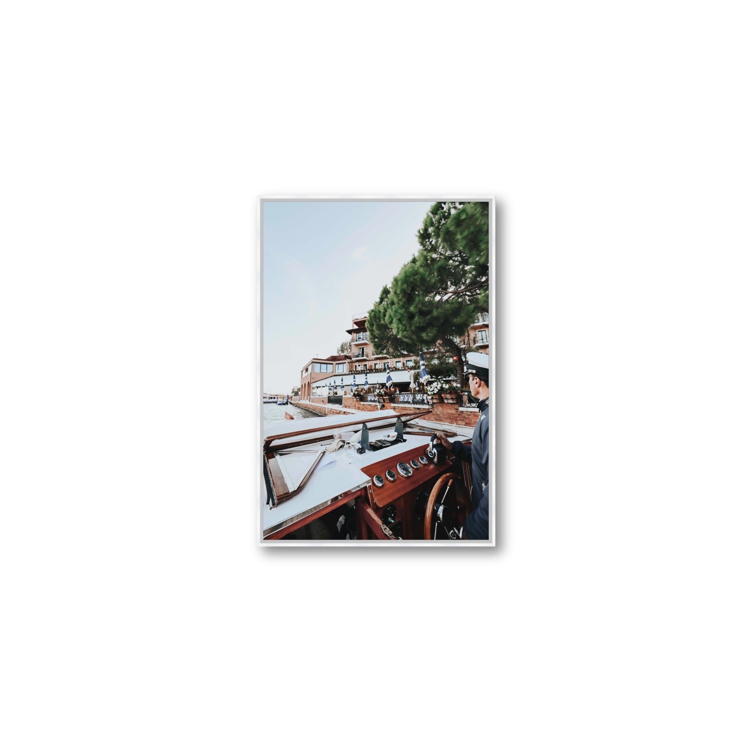 The Driver Venice Canal Italian wall art Medium fine art canvas in white float frame