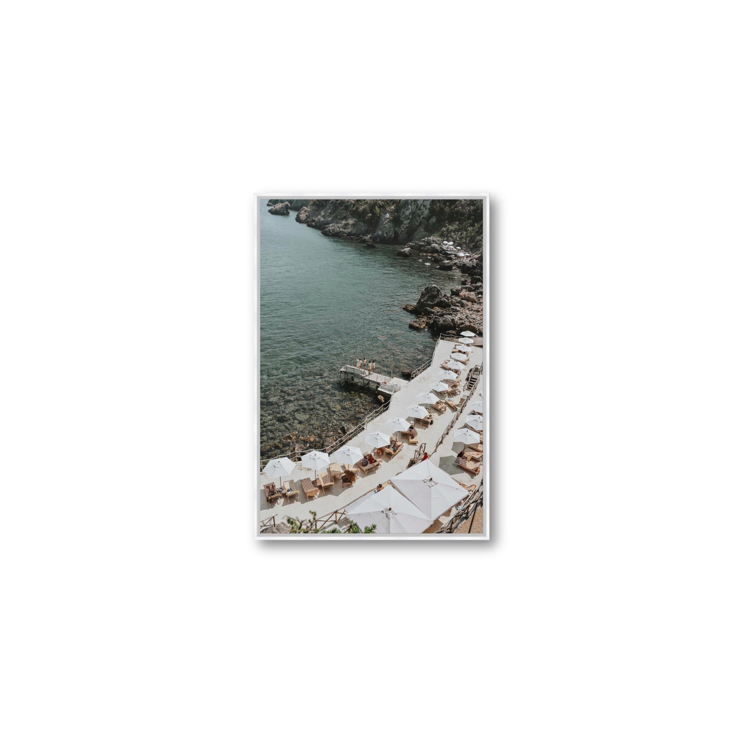 Pier Perspectives Tuscany coastal Italian wall art Medium fine art canvas in white float frame
