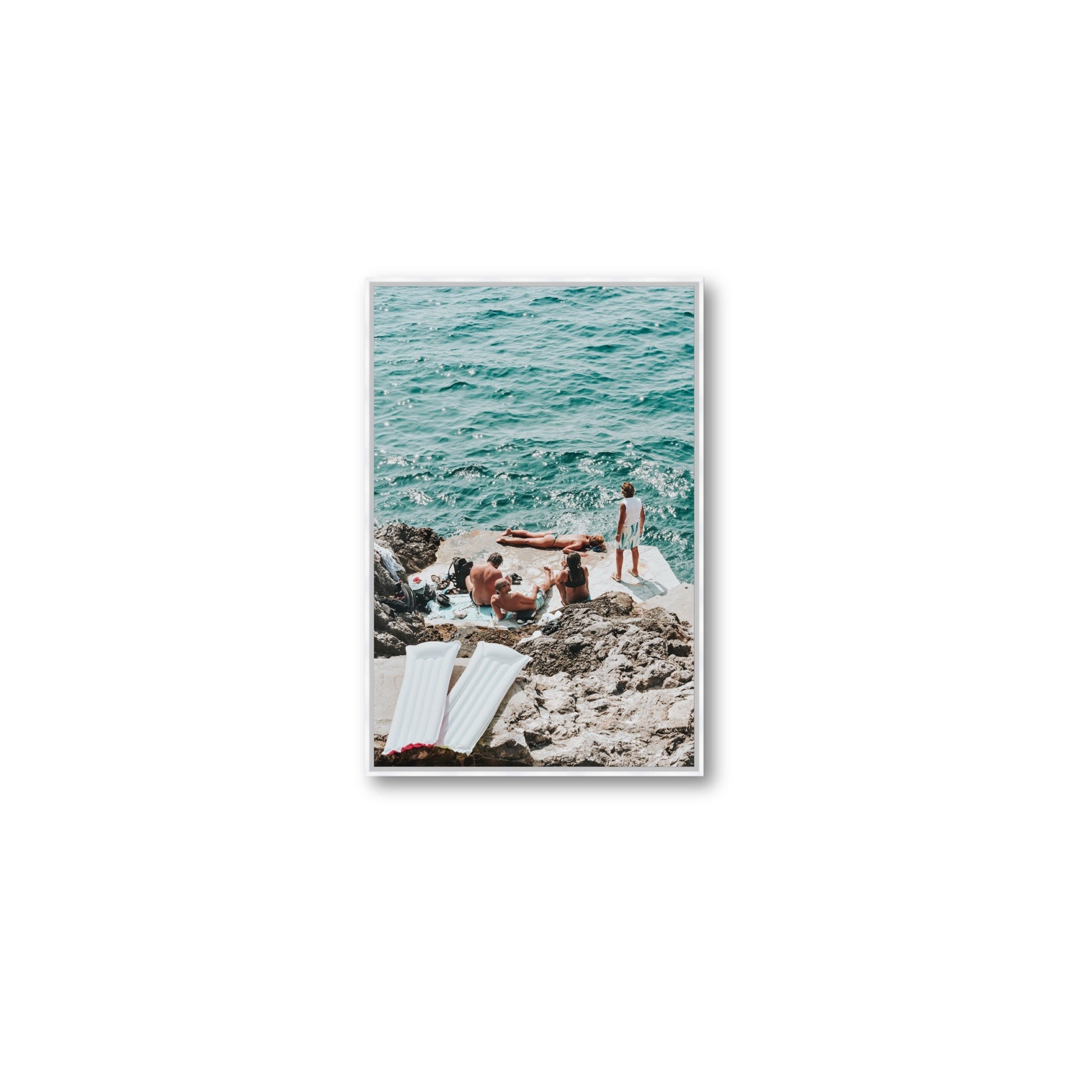 Gli Amici Praiano Amalfi Coast coastal wall art Medium fine art canvas in white float frame