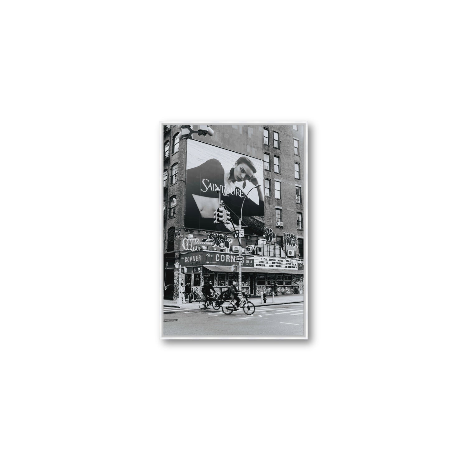 Runway To Rooftops New York NYC Black & White wall art Medium fine art canvas in white float frame