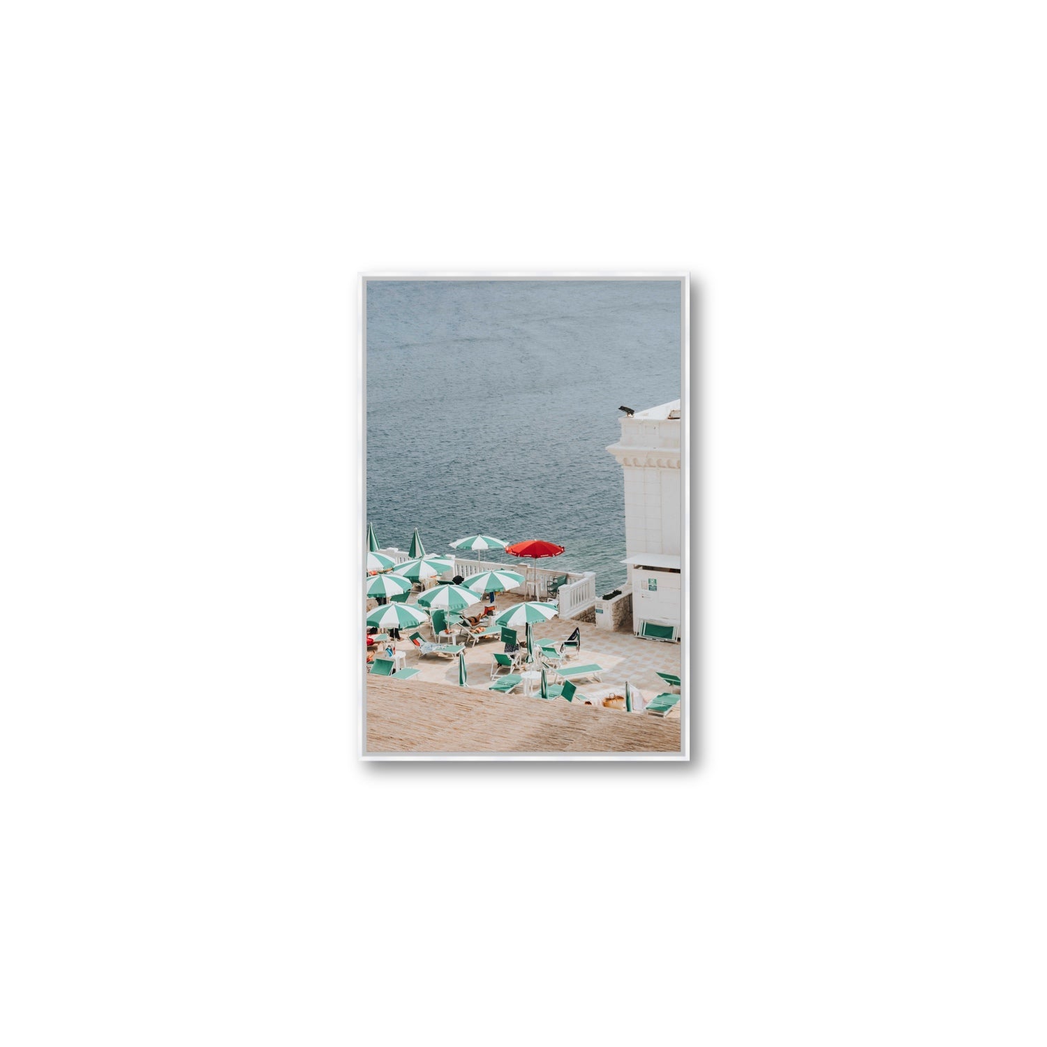 Lido Italiano Puglia beach Italian wall art Medium fine art canvas in white float frame