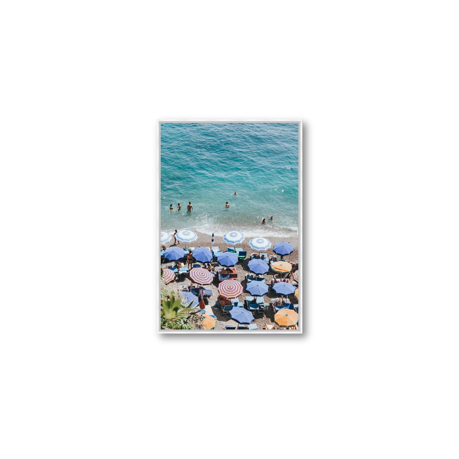 Paradise Beach fine art print, Positano, Italy, Medium, White Float Frame, Fine Art Canvas