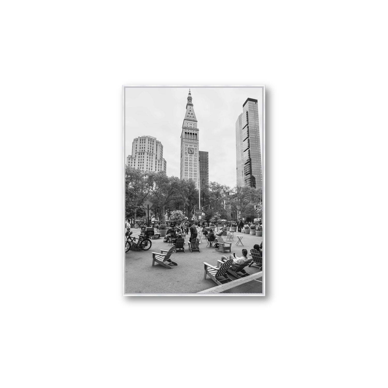 Timeless New York New York NYC Black & White wall art Large fine art canvas in white float frame