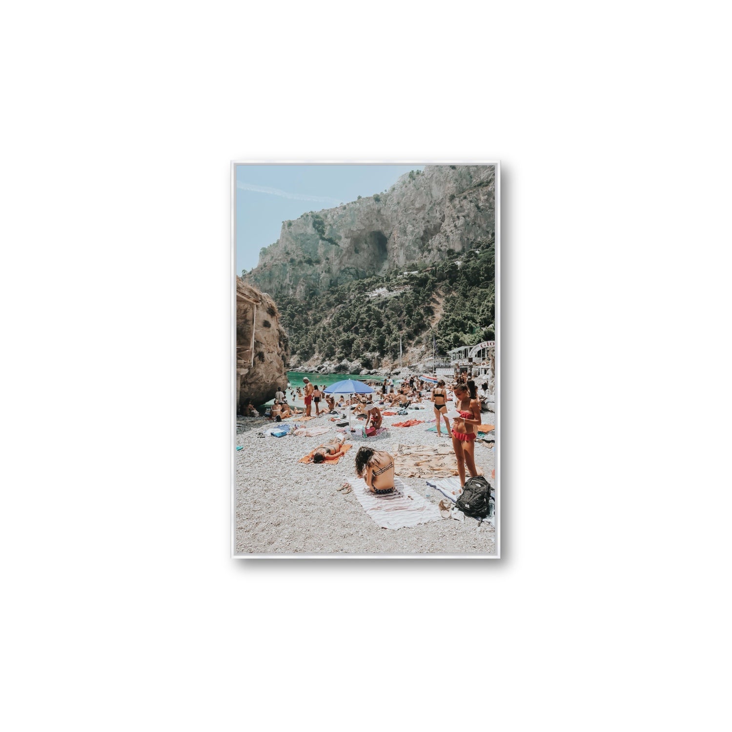 Marina Piccola Capri Mediterranean wall art Large fine art canvas in white float frame