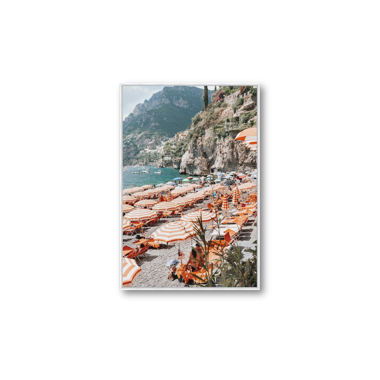 Bagni d'Arienzo Positano decor wall art Large fine art canvas in white float frame