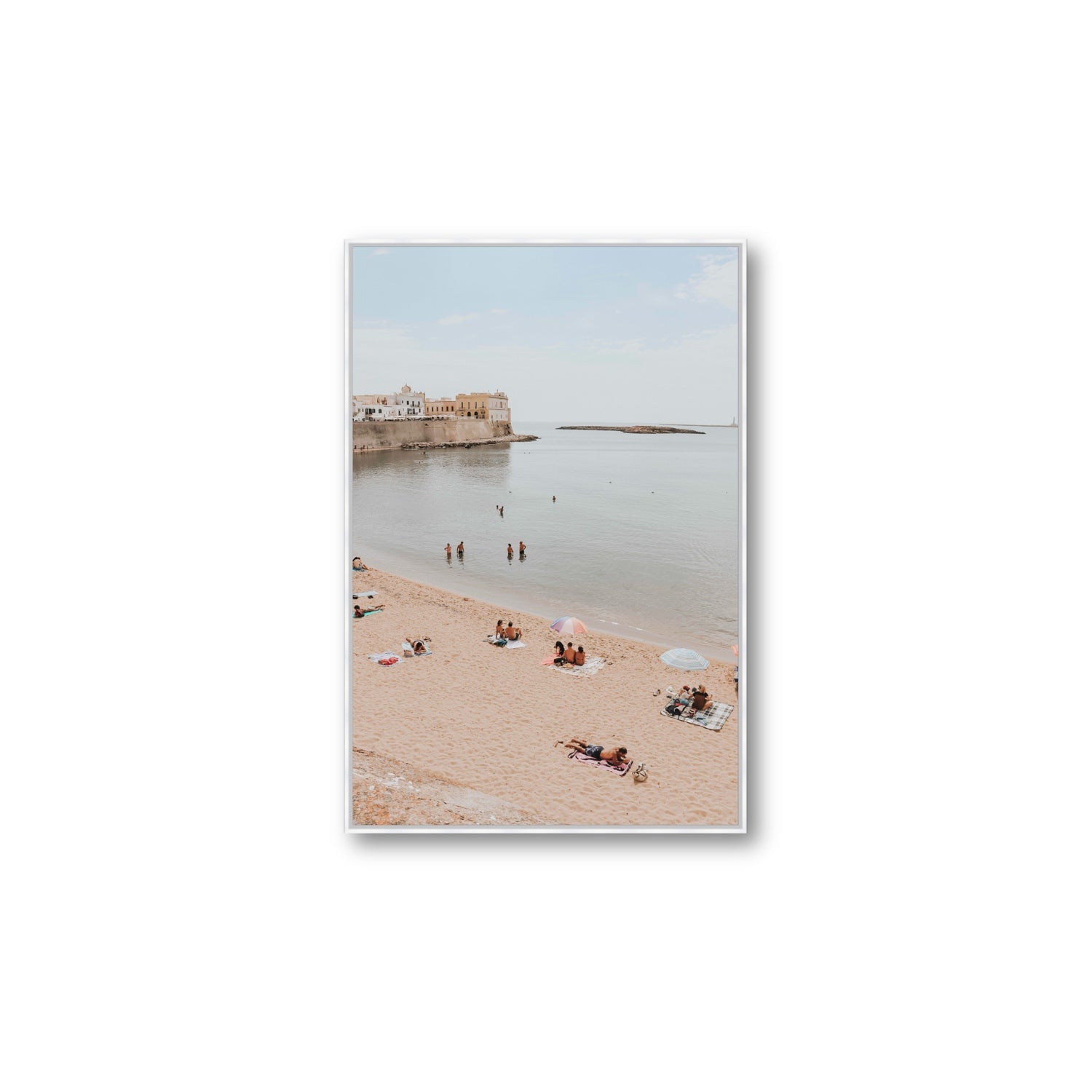 Spiaggia della Purita Puglia coastal art print Large fine art canvas in white float frame