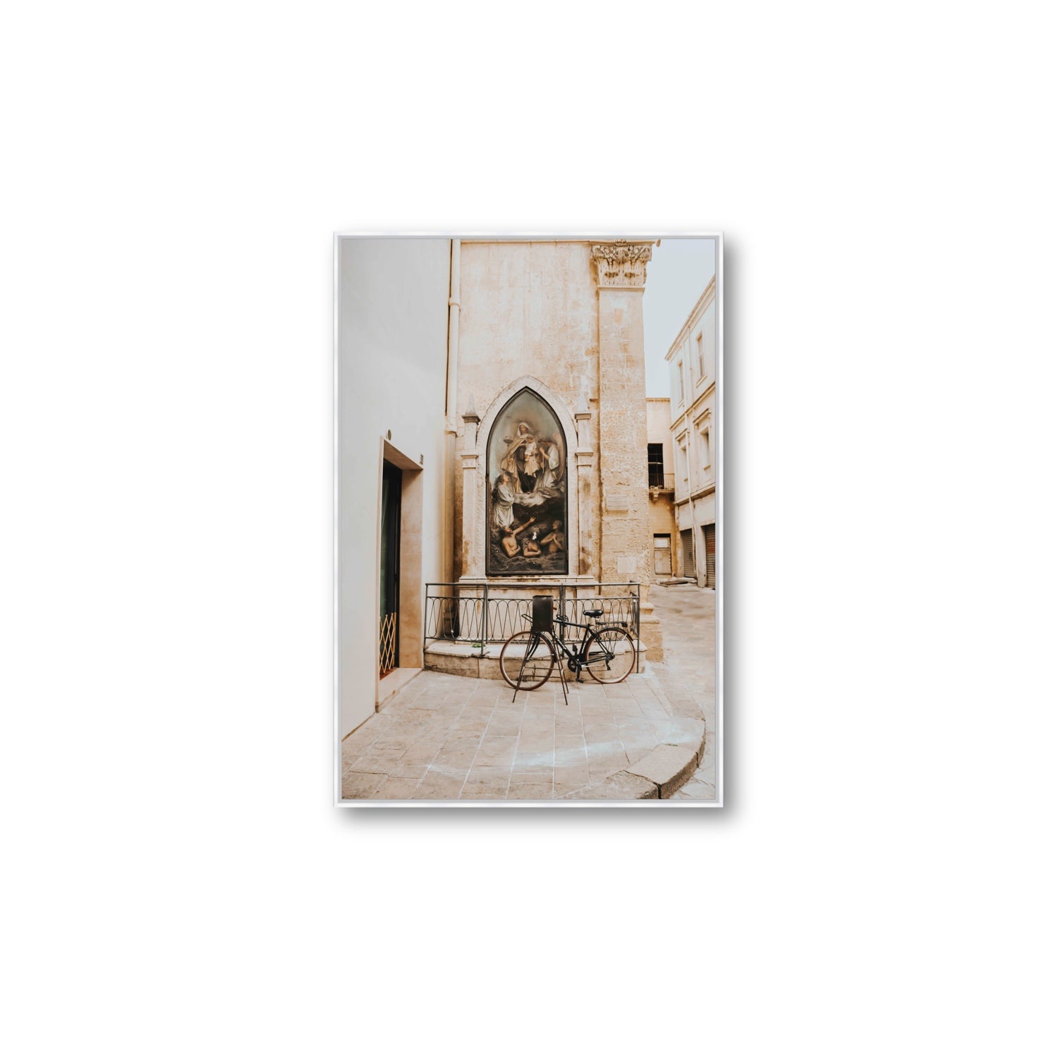 La Chiesa Puglia Otranto Italian wall art Large fine art canvas in white float frame