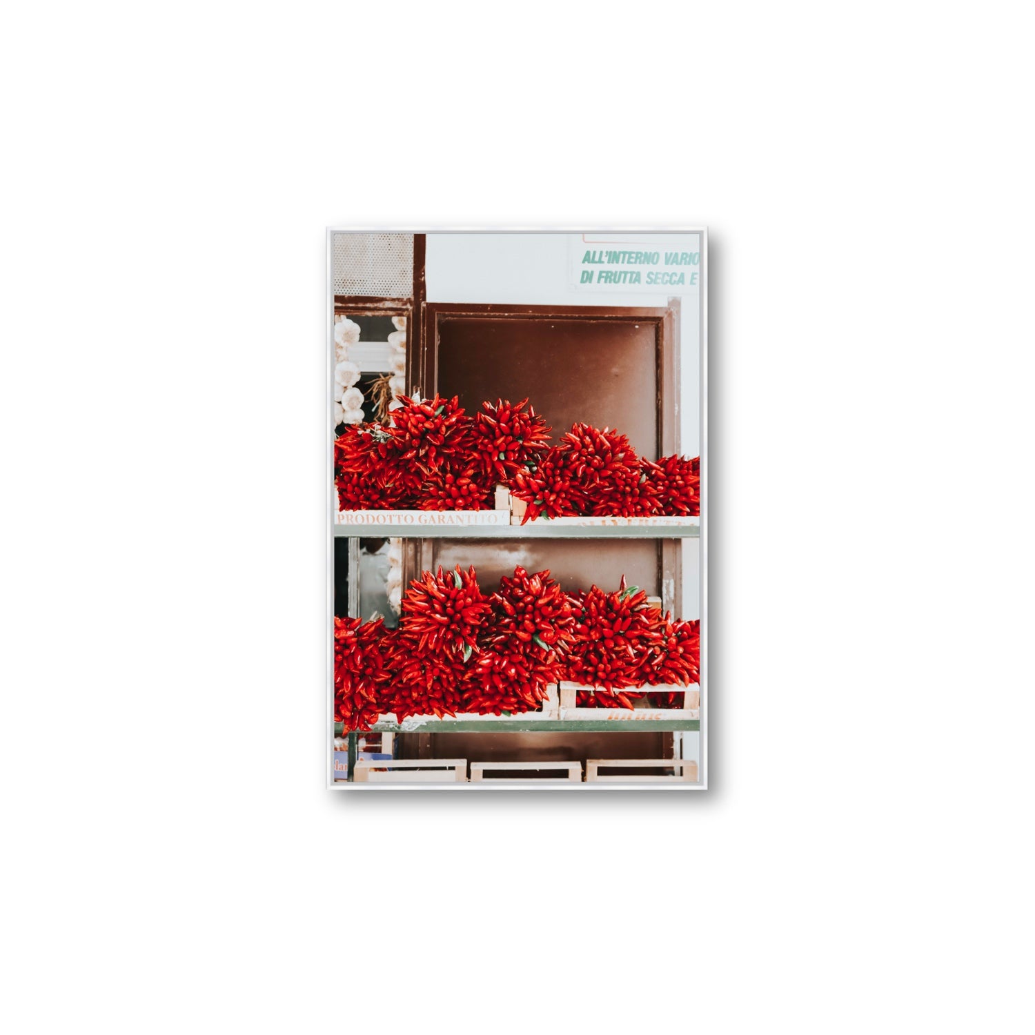 Hot Harvest Puglia Italian wall art Large fine art canvas in white float frame