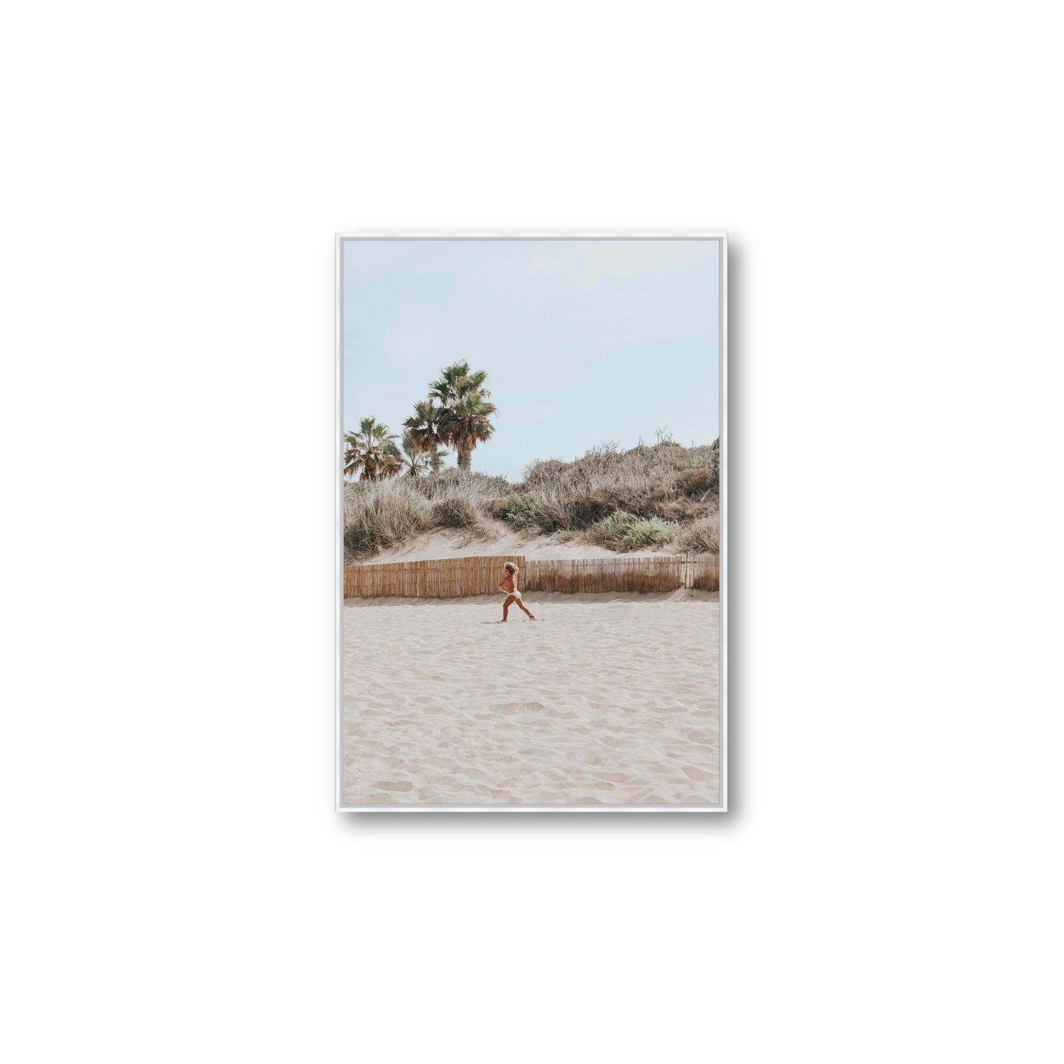 Joyful Sprint Puglia beach coastal fine art print Large fine art canvas in white float frame