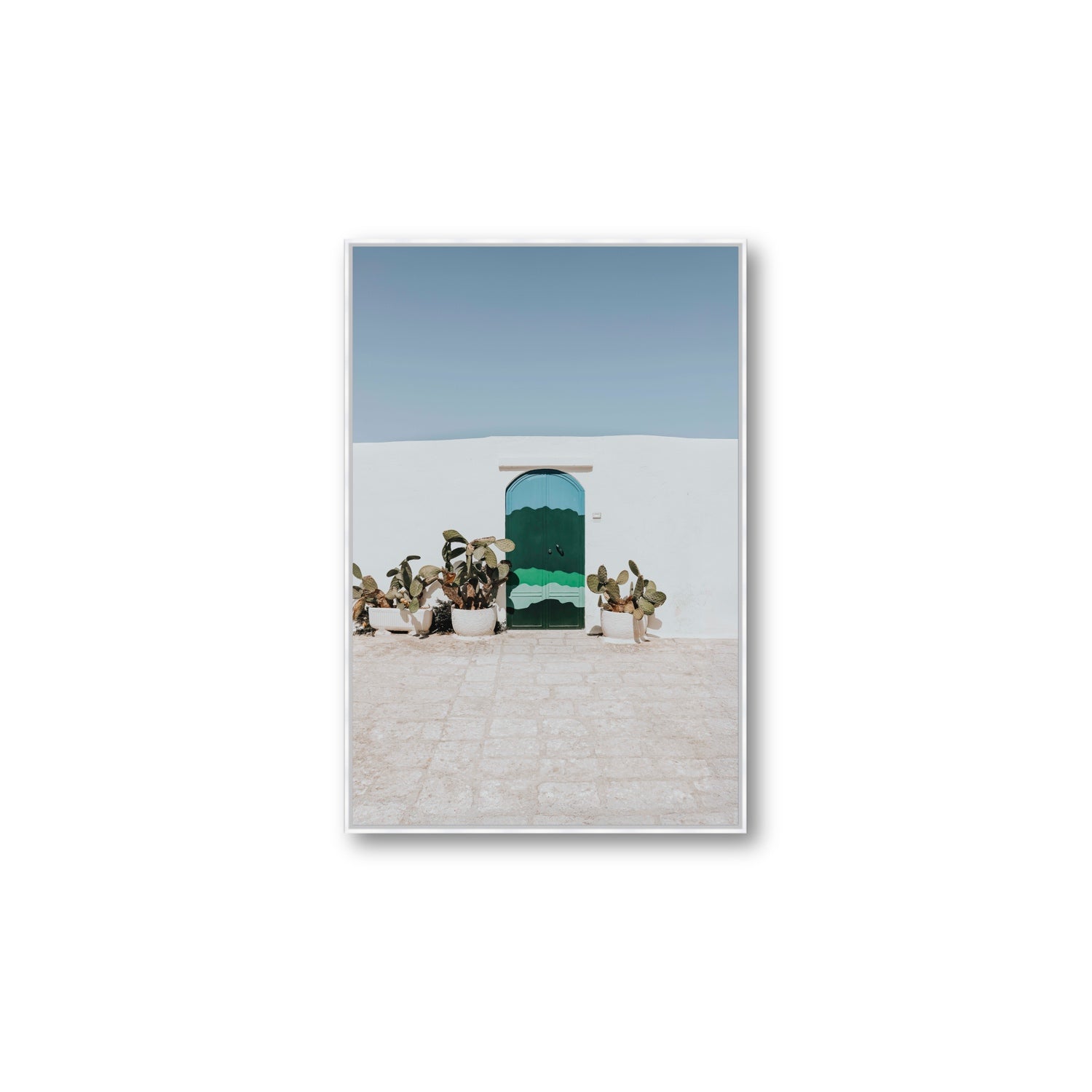 Imaginary Exit Puglia Mediterranean wall art Large fine art canvas in white float frame
