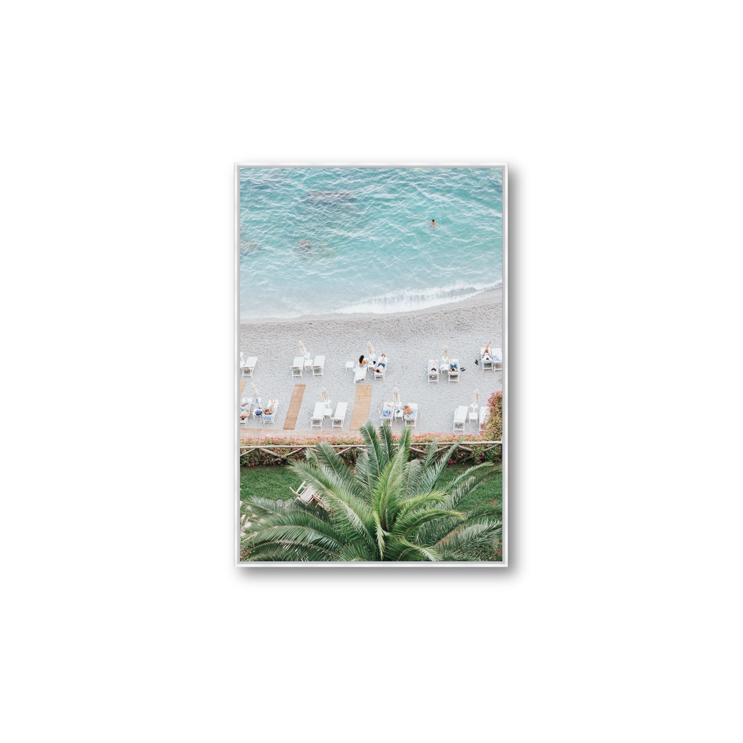Paradiso Amalfi Mediterranean wall art Large fine art canvas in white float frame