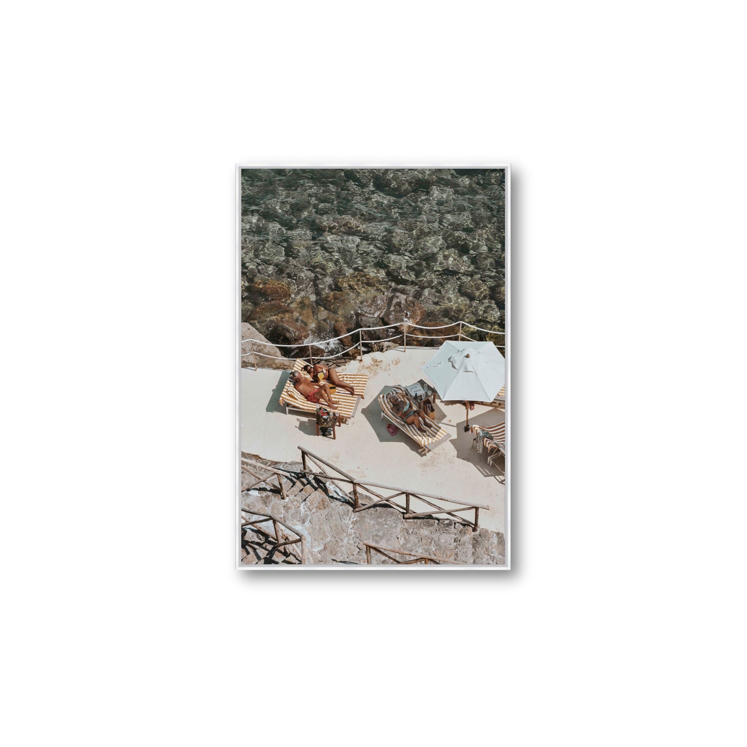 Lounge Lizards Tuscany Italian decor wall art Large fine art canvas in white float frame