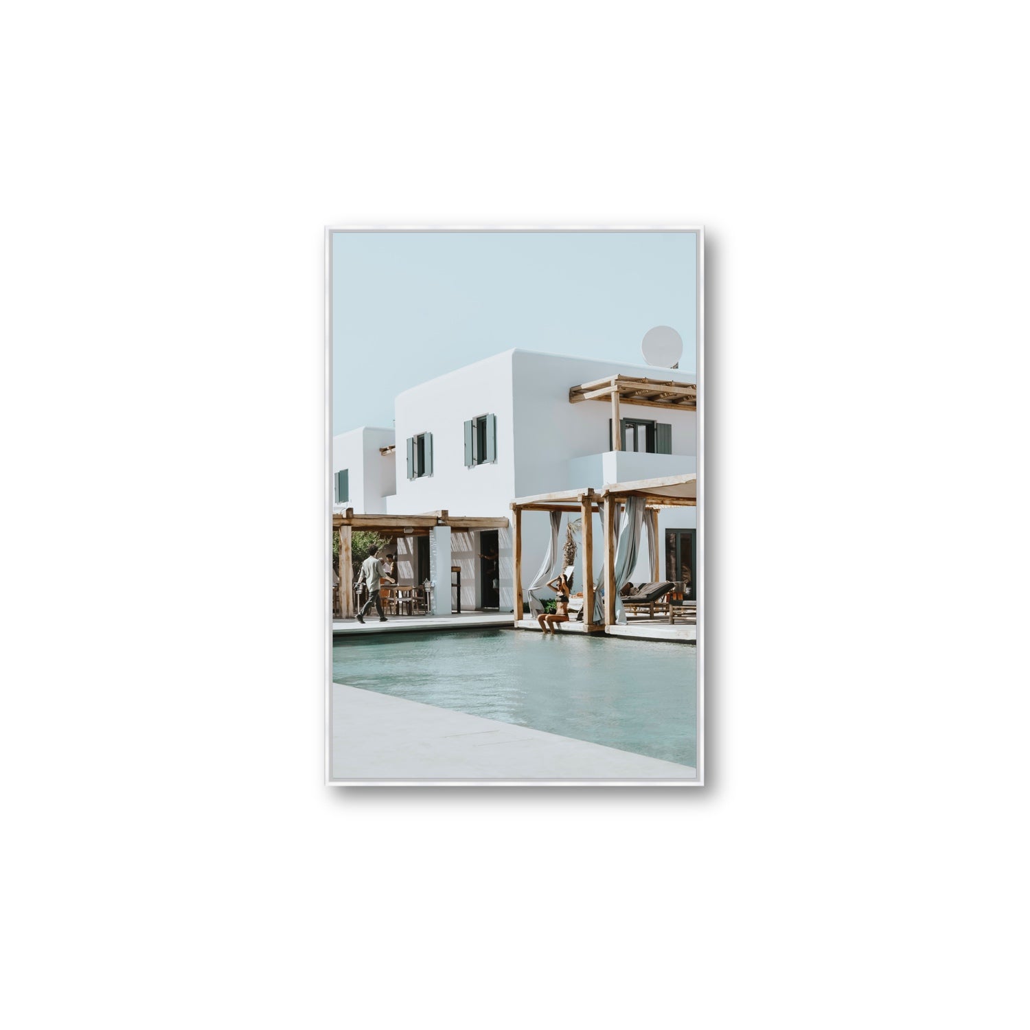 Aphrodite Mykonos Greek island wall art Large fine art canvas in white float frame