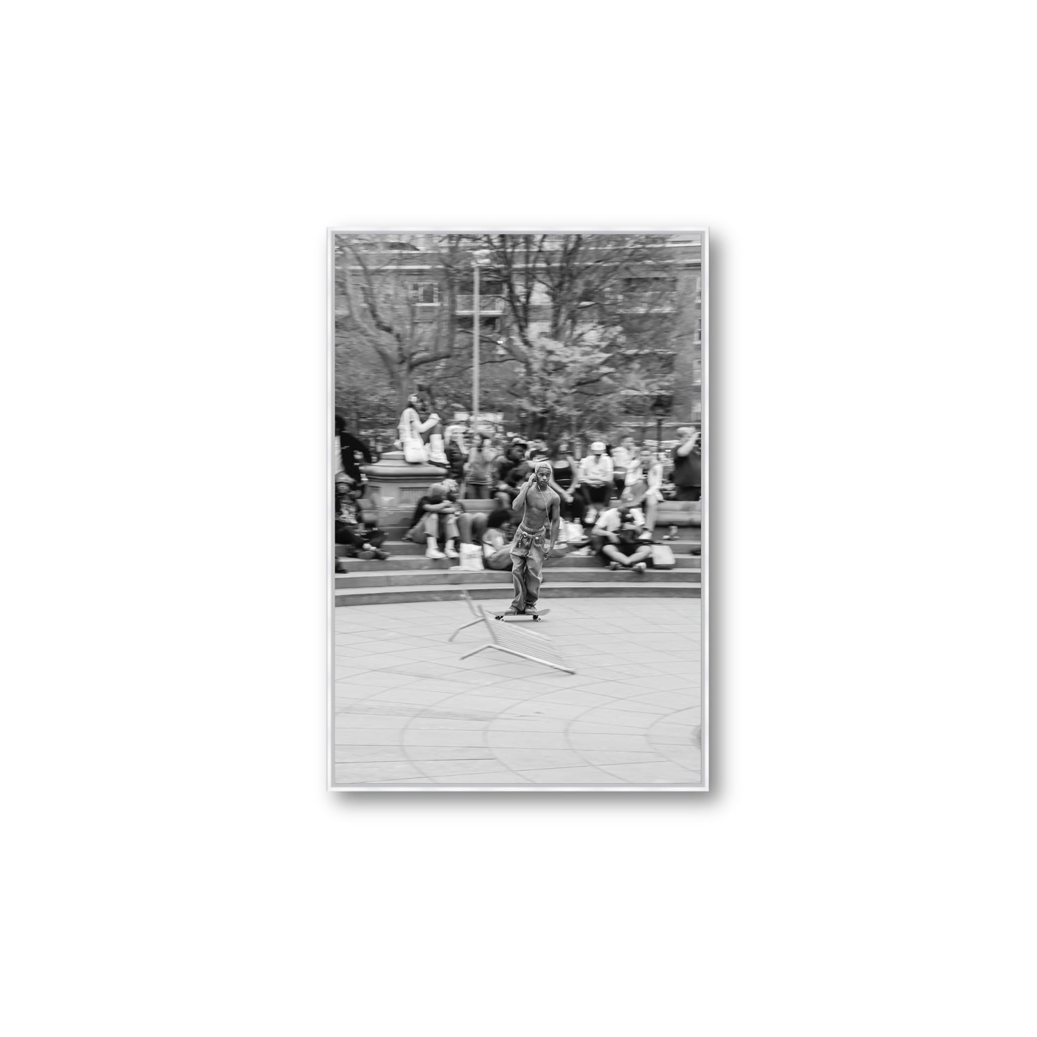 Skate Park Serenade New York NYC Black & White wall art Large fine art canvas in white float frame