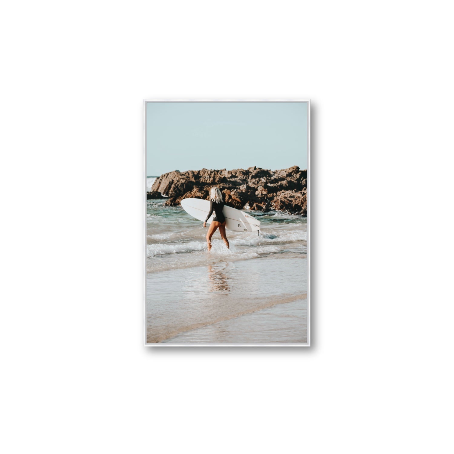 Bethany Byron Bay Surf coastal decor wall art Large fine art canvas in white float frame