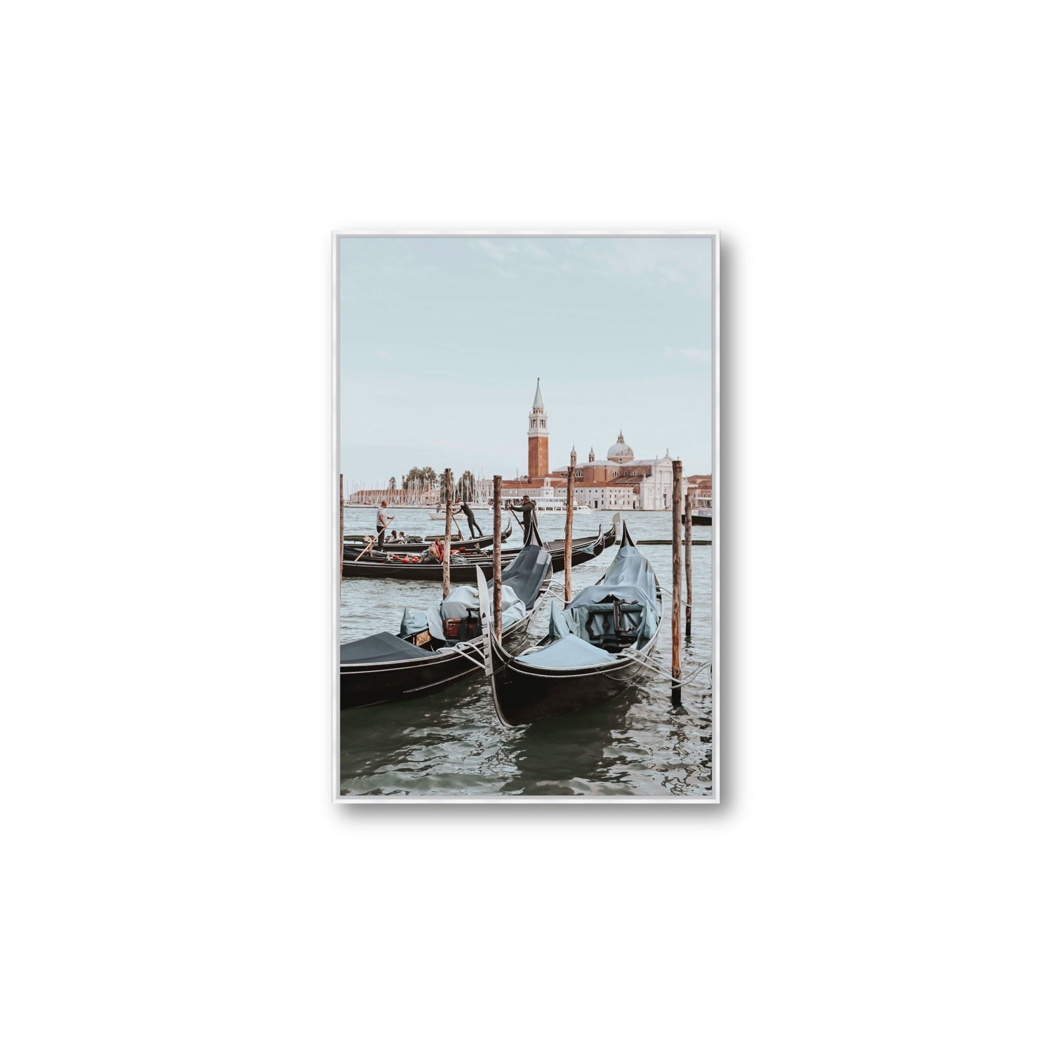 Italian Commute Venice Italian Mediterranean decor wall art Large fine art canvas in white float frame
