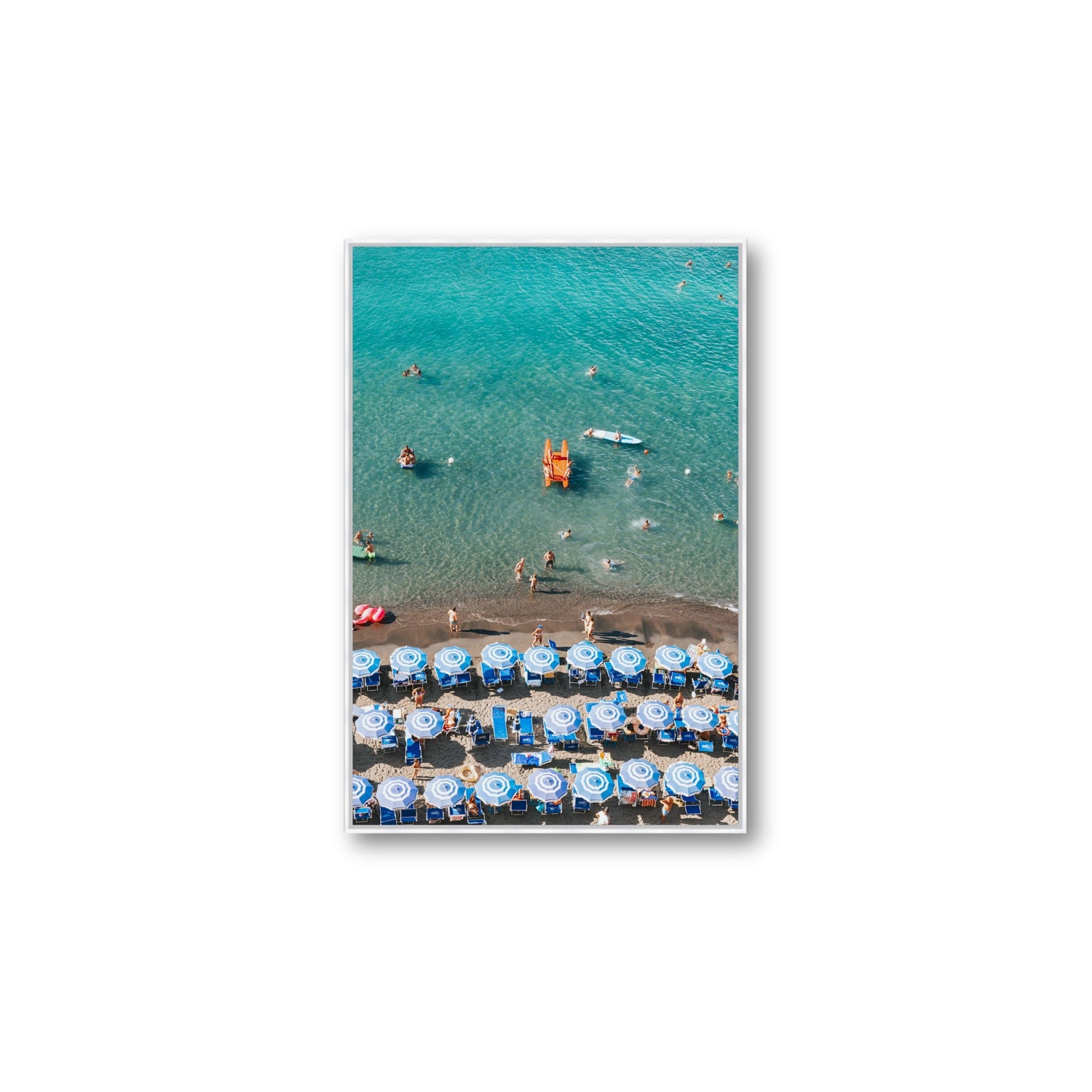 Aquamarine Oasis Sorrento Italian coastal wall art Large fine art canvas in white float frame