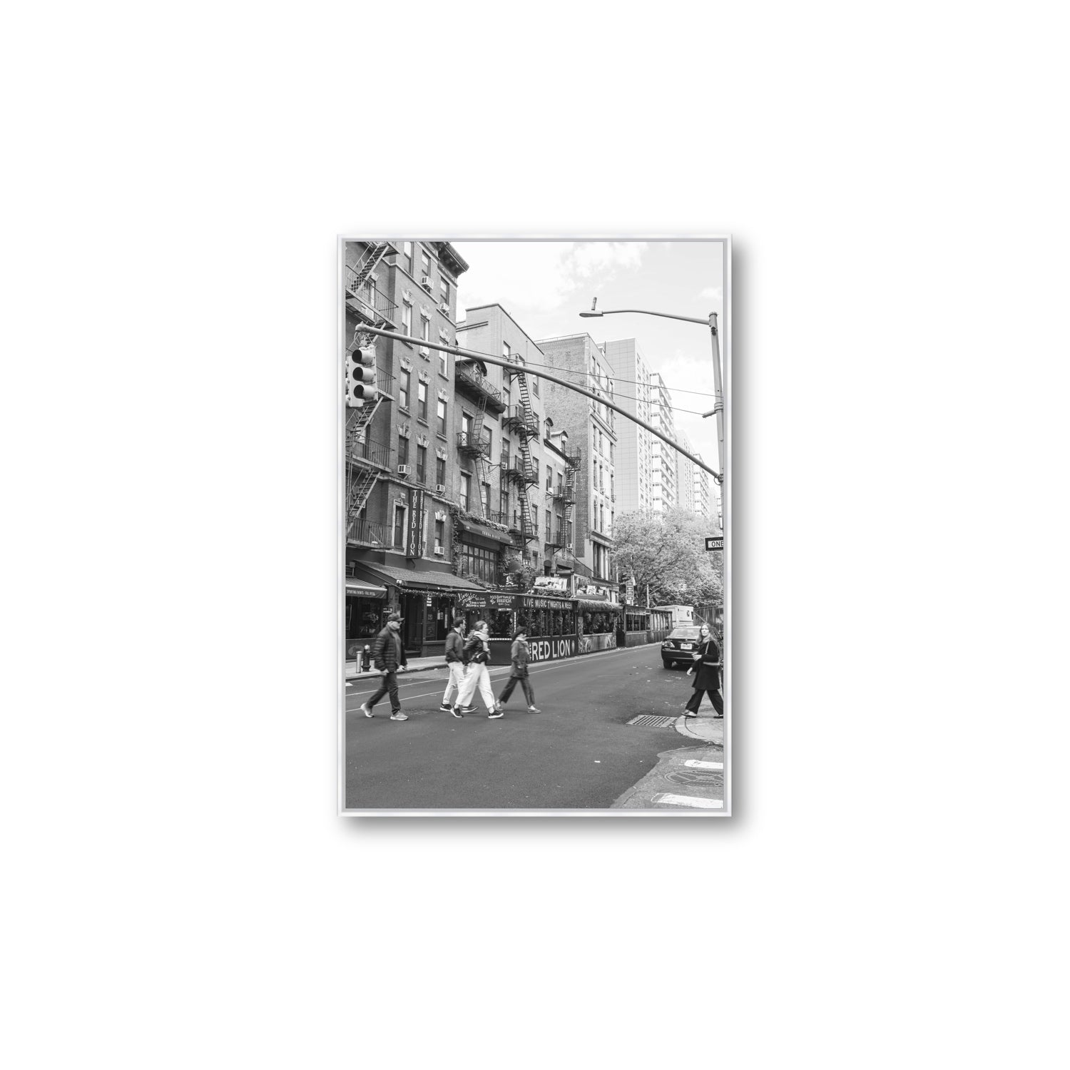 Spectral Streets New York NYC Black & White wall art Large fine art canvas in white float frame