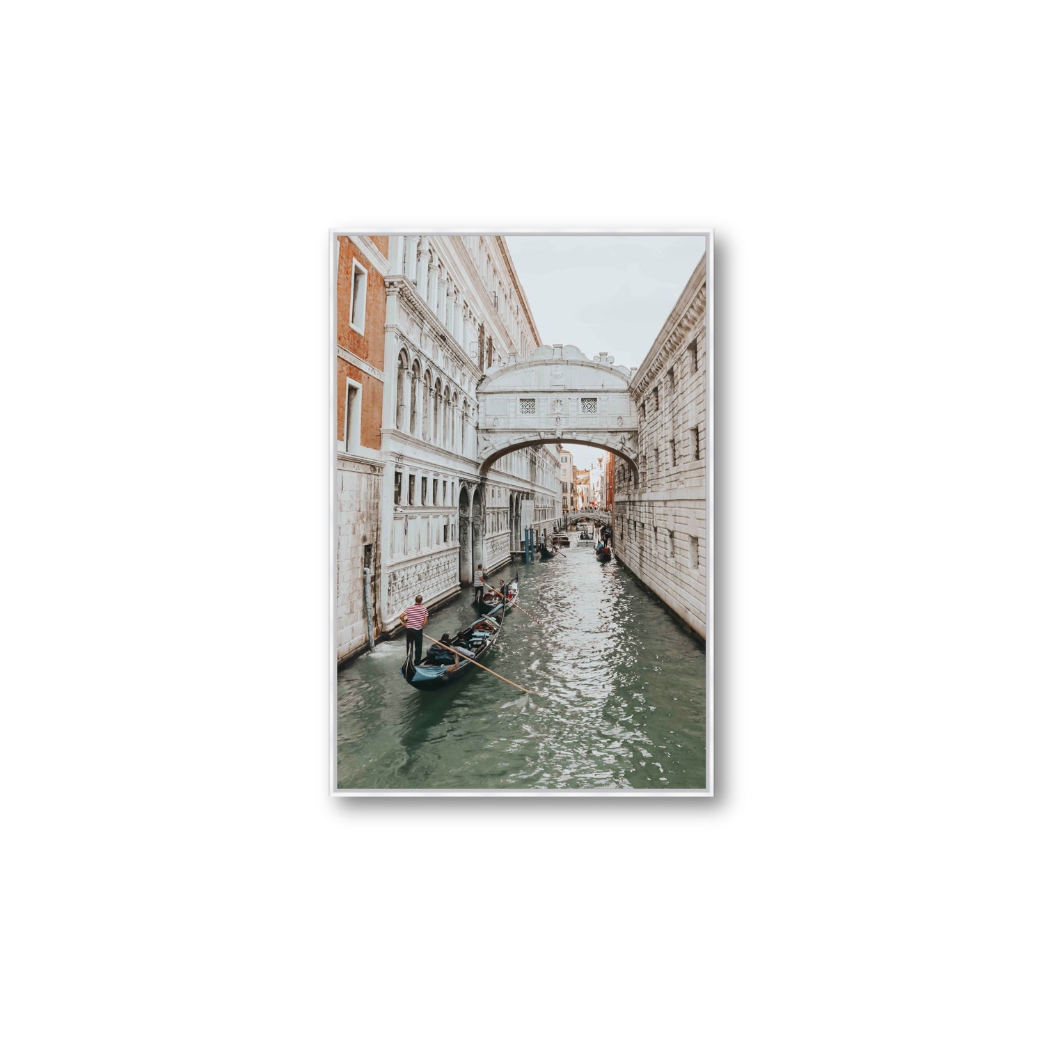 Bridge of Sighs Venice Gondola Italian wall art Large fine art canvas in white float frame