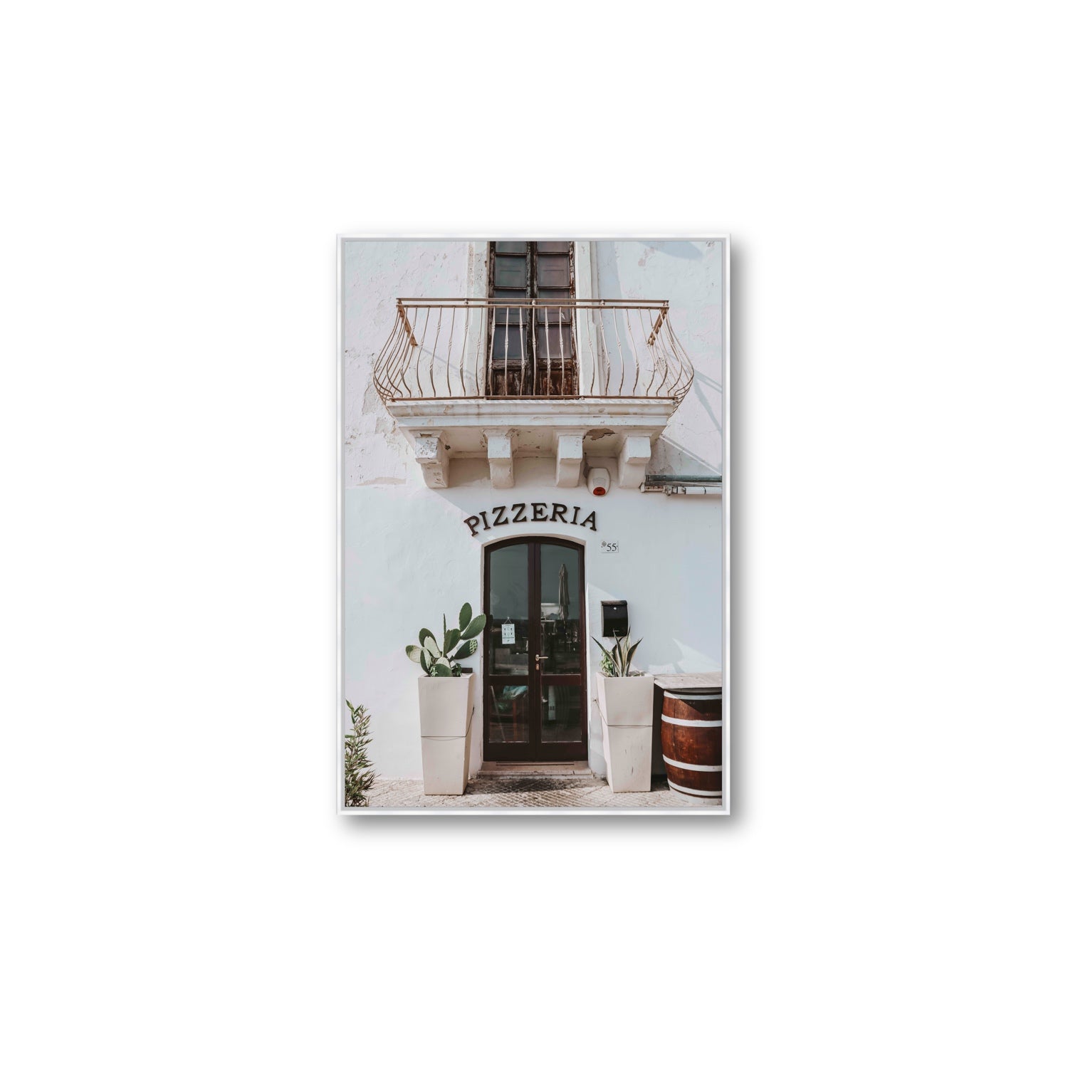 Pizzeria Puglia Italian wall art Large fine art canvas in white float frame