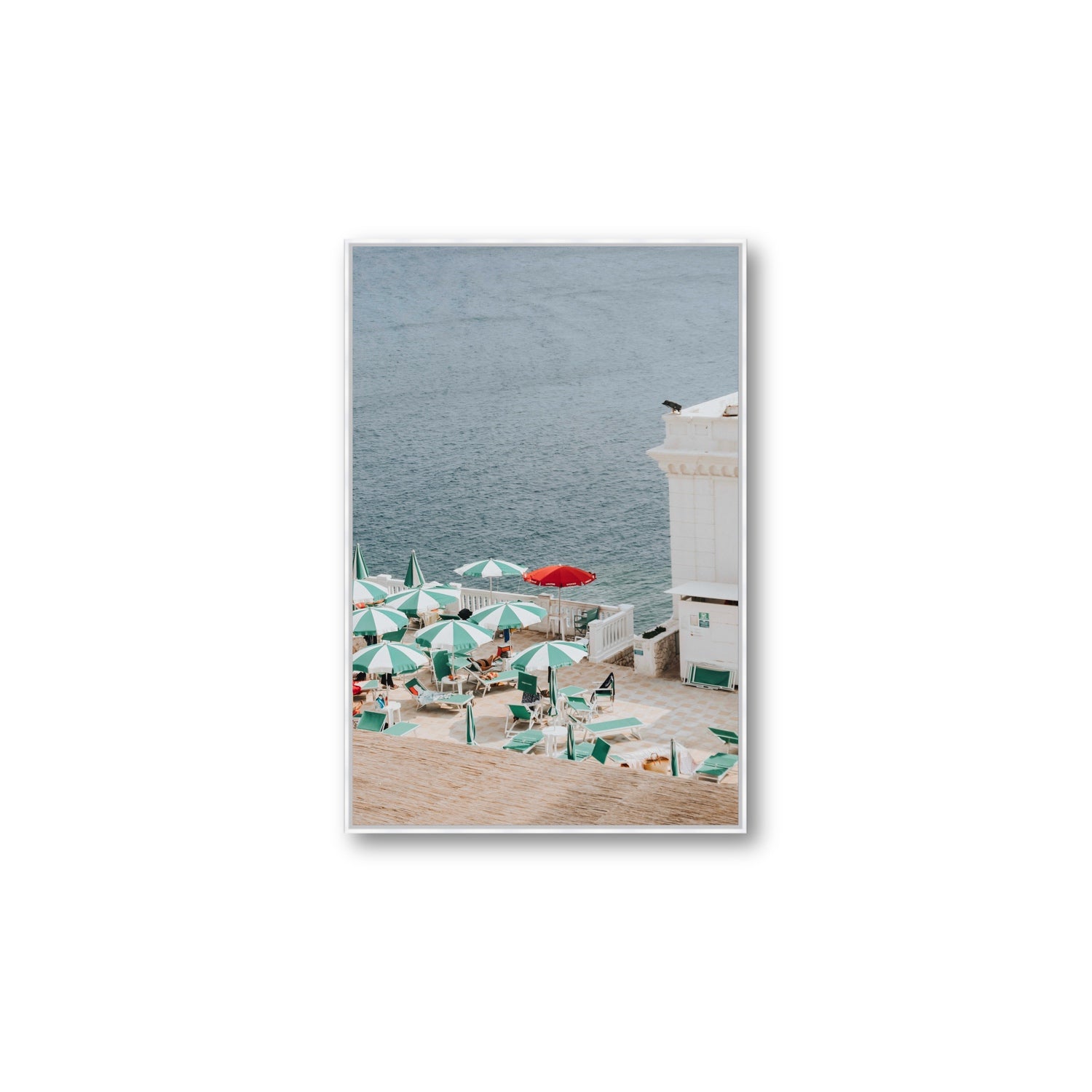 Lido Italiano Puglia beach Italian wall art Large fine art canvas in white float frame