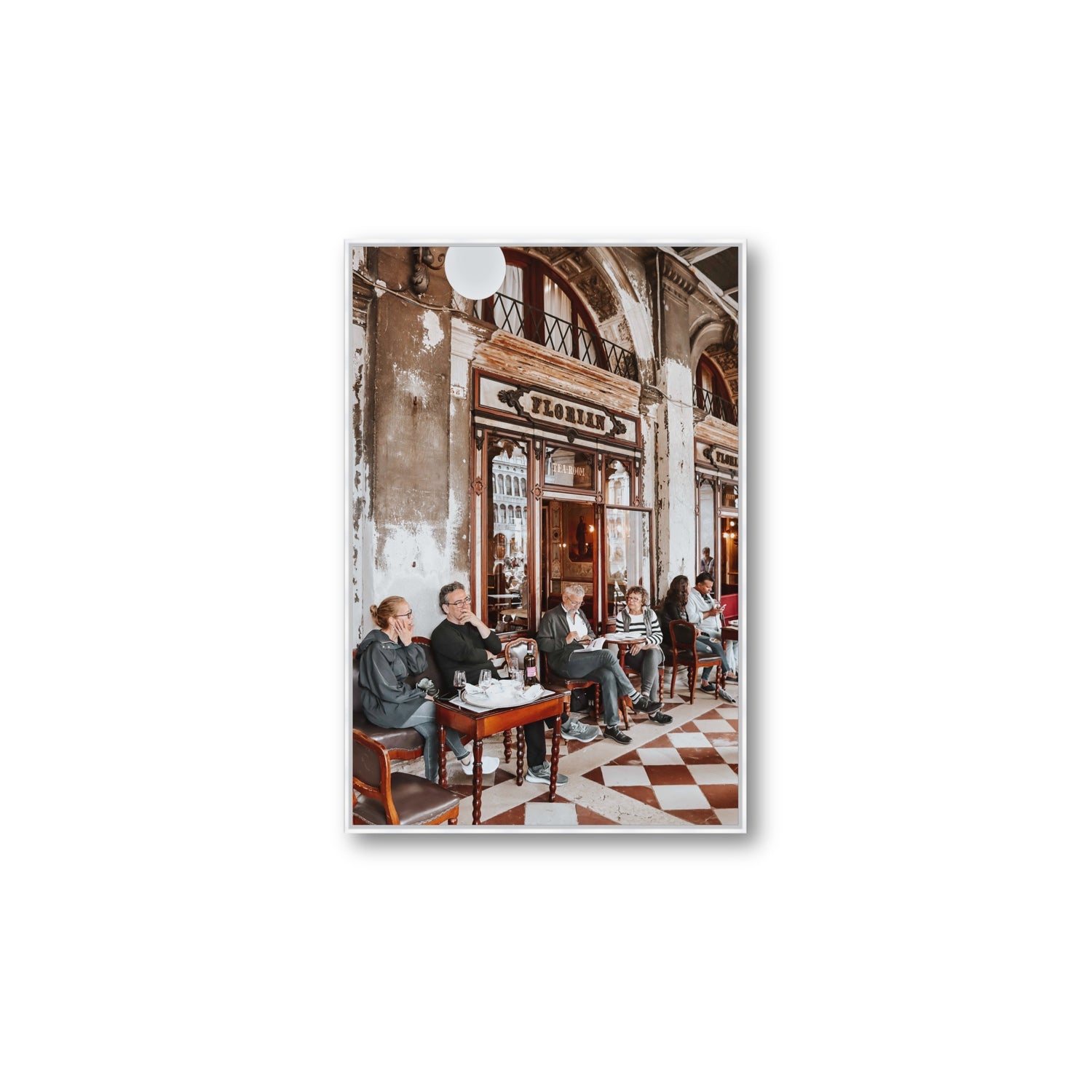 Tea Room Venice Italian wall art Large fine art canvas in white float frame