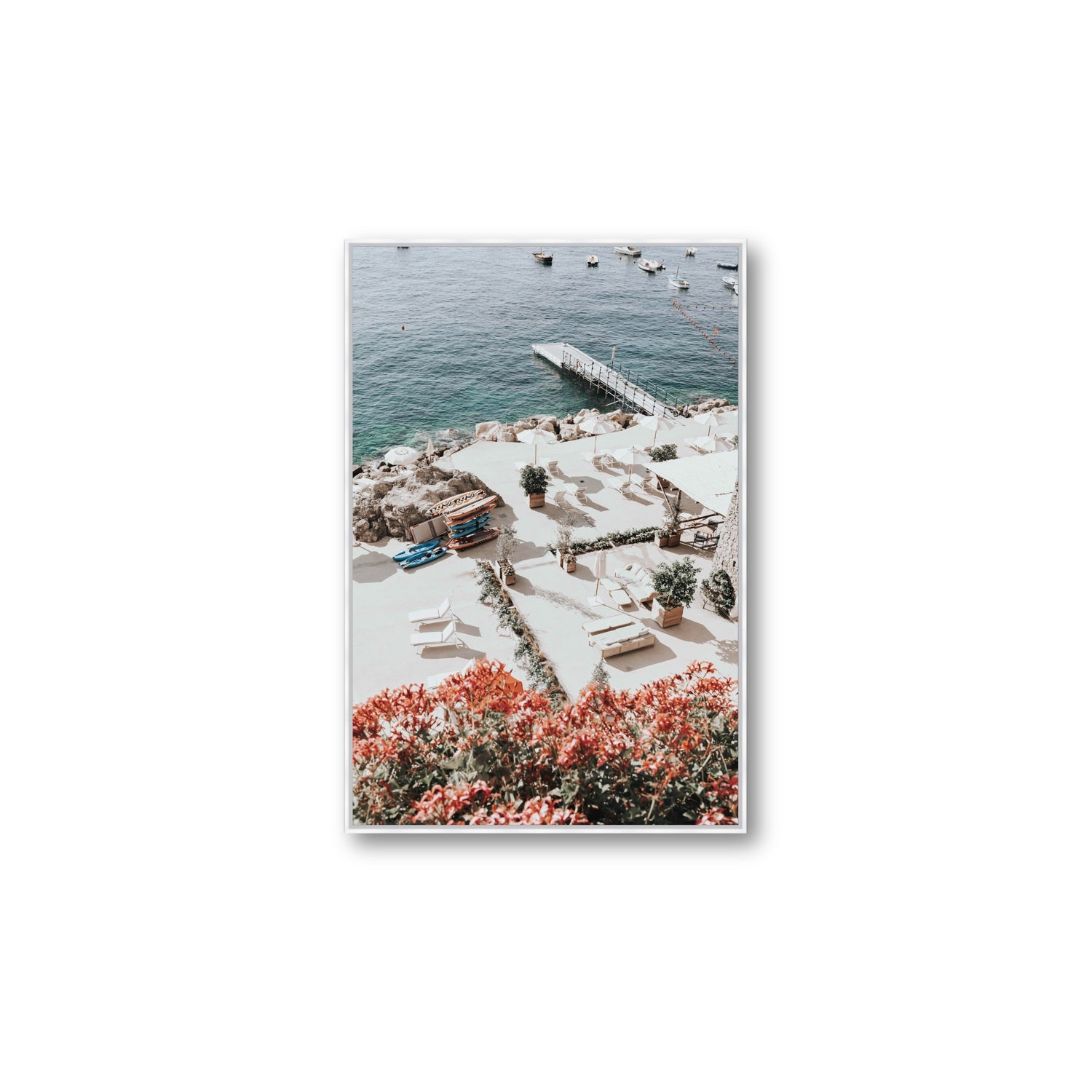 A Work of Art Amalfi coastal wall art Large fine art canvas in white float frame