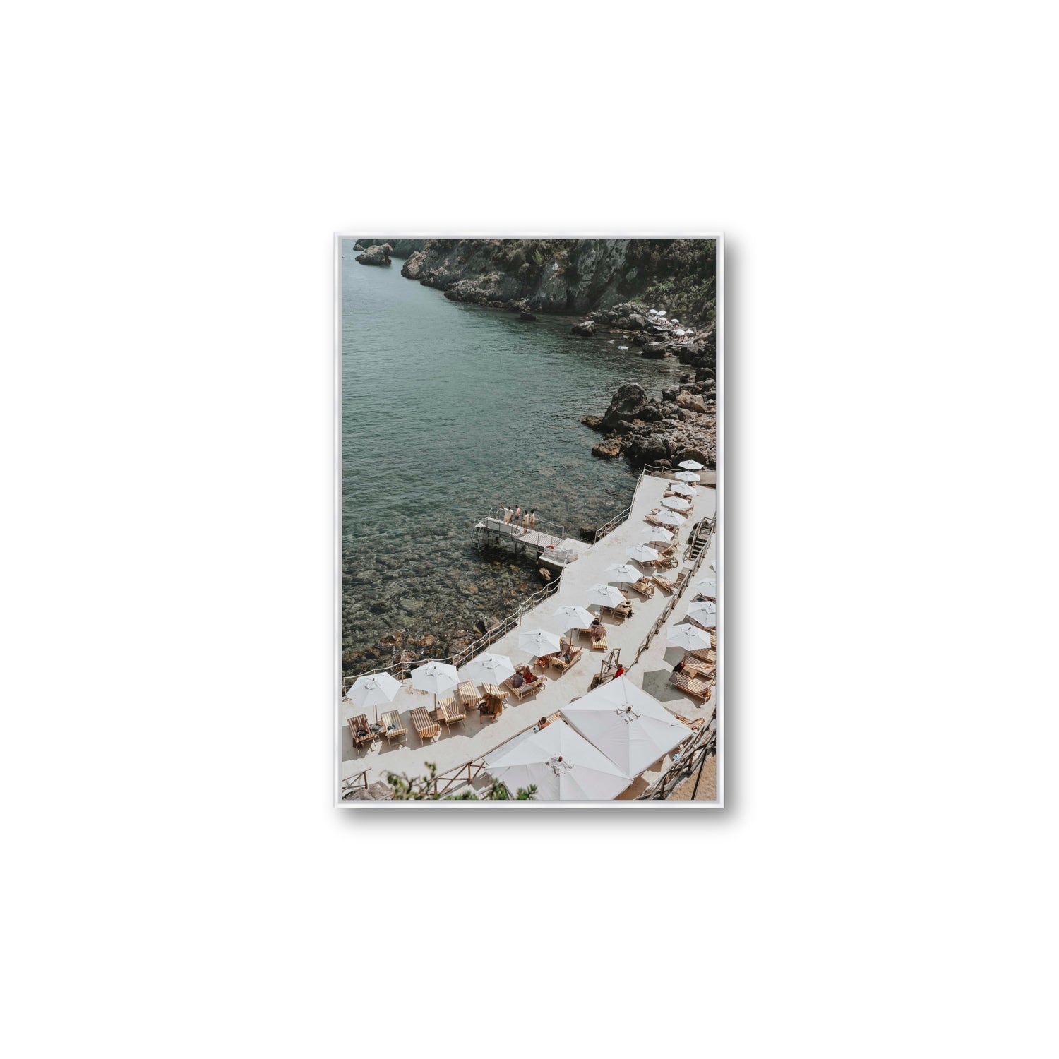 Pier Perspectives Tuscany coastal Italian wall art Large fine art canvas in white float frame