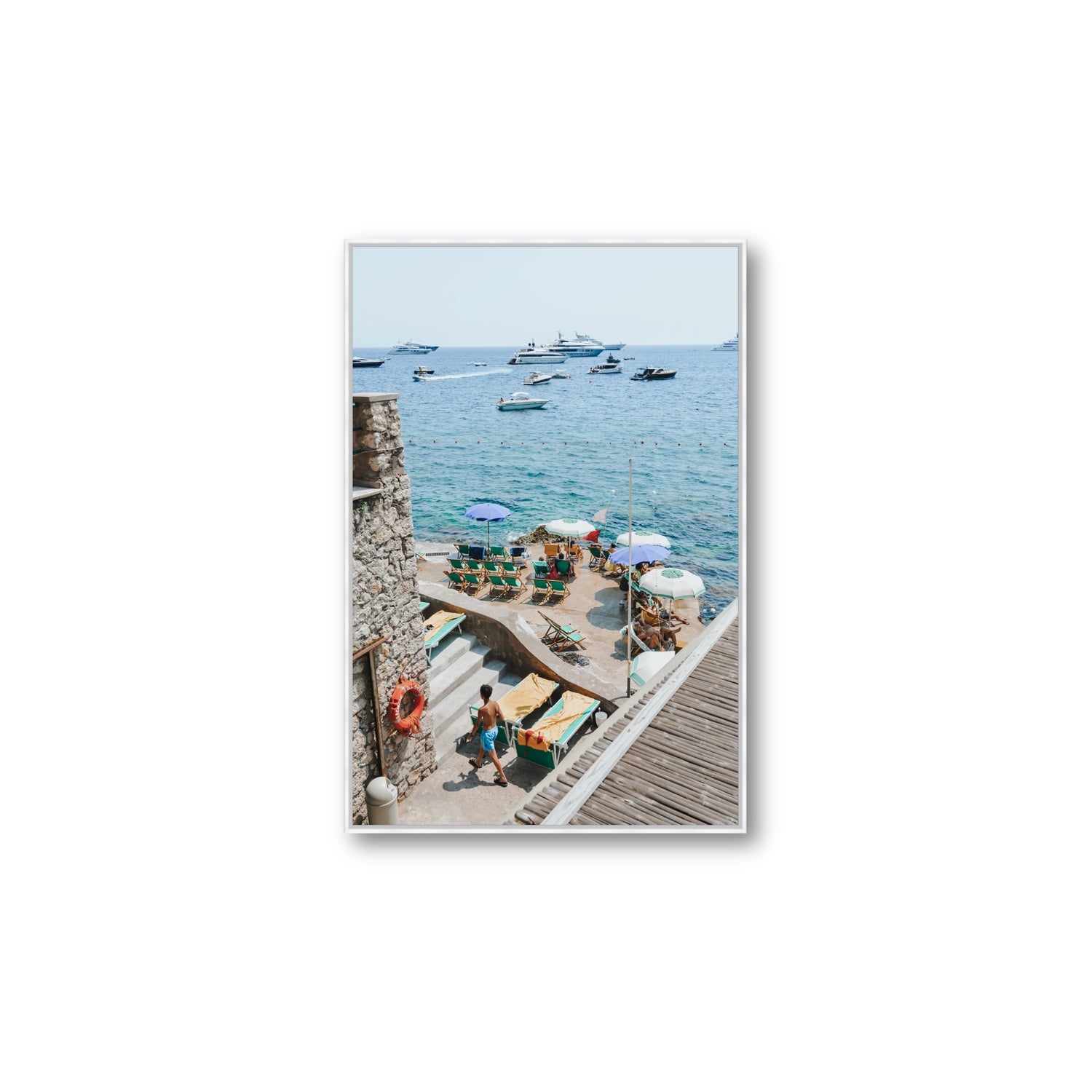 Canzone di Capri Capri Italian beach wall art Large fine art canvas in white float frame