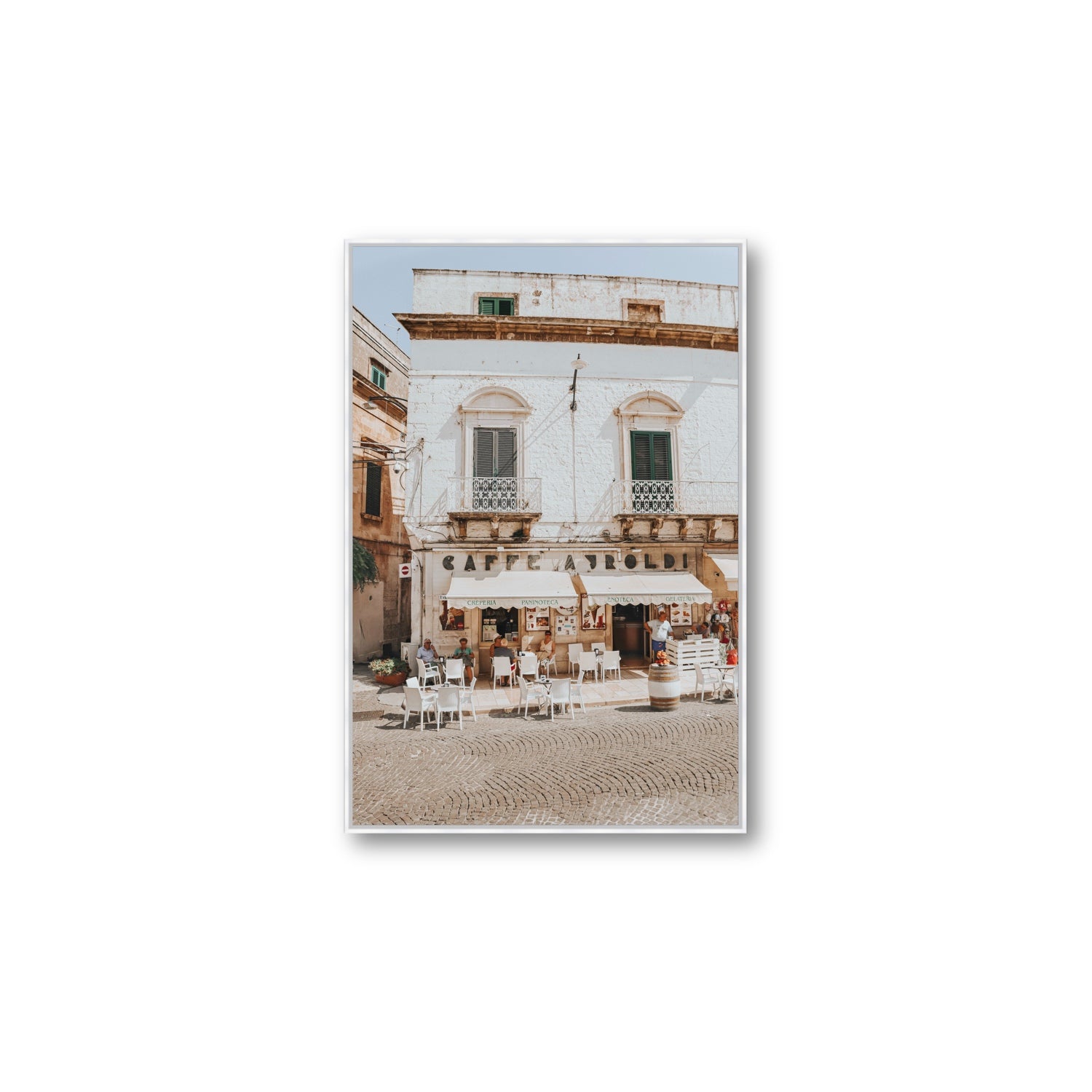 L'Ora di Pranzo Puglia L’Ora di Pranzo Italian art print Large fine art canvas in white float frame