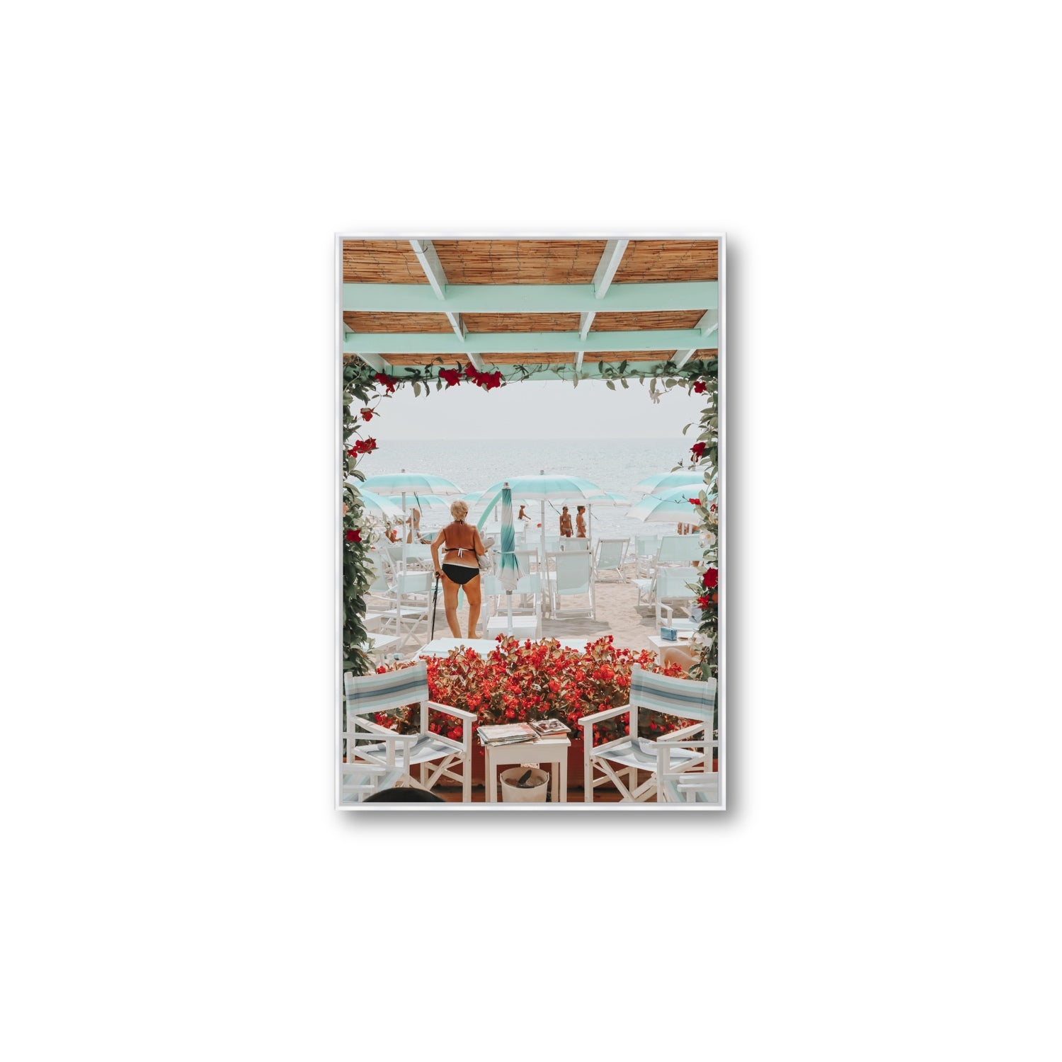 Nonna's Italian Escape Alassio Italian wall art Large fine art canvas in white float frame