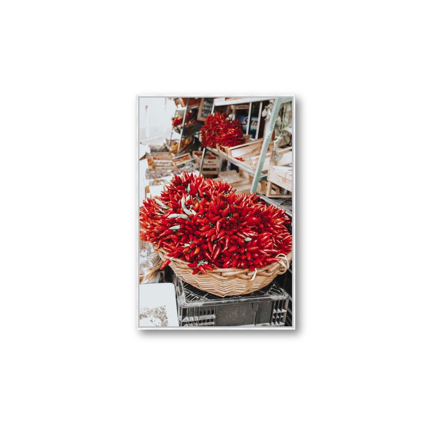 Spicy Bunch Puglia Italian wall art Large fine art canvas in white float frame