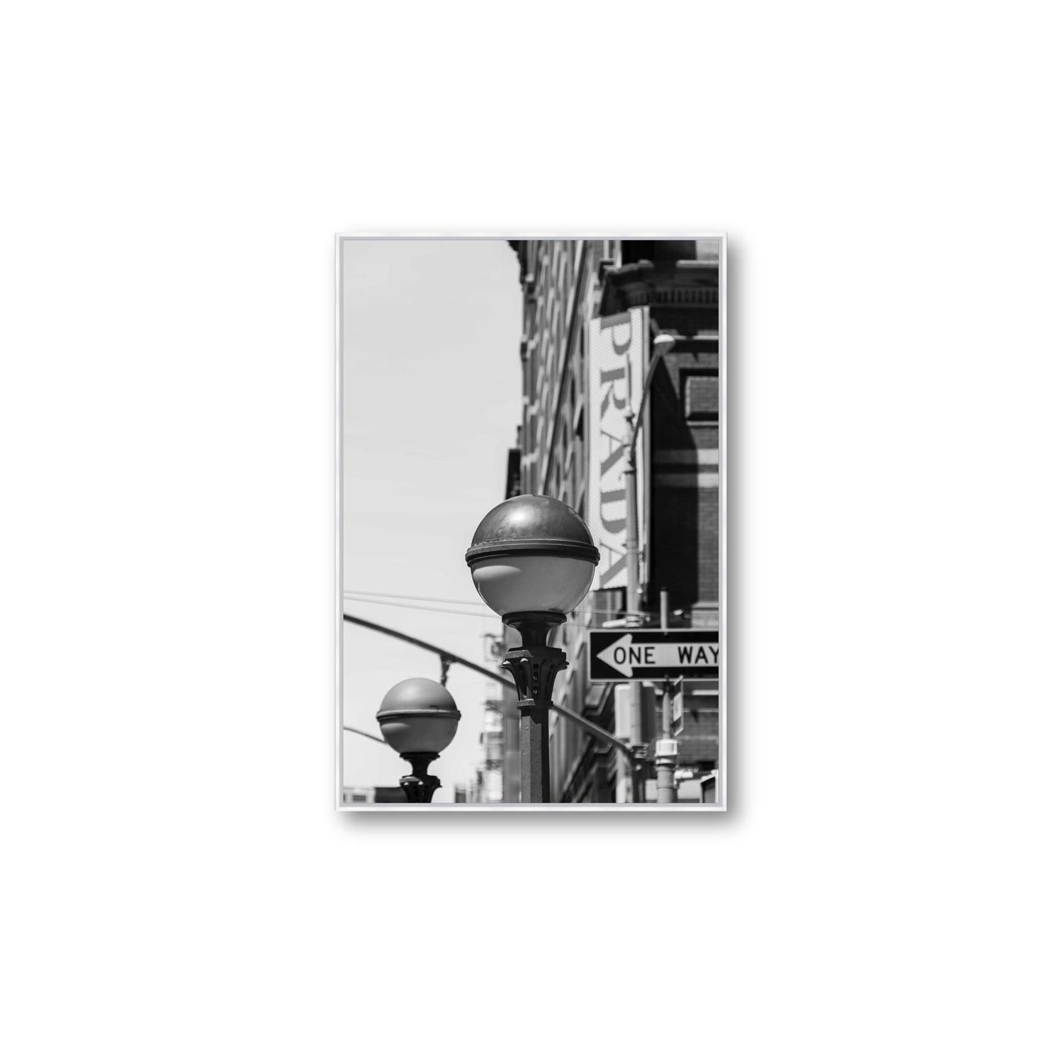 Subway Style New York NYC Black & White wall art Large fine art canvas in white float frame