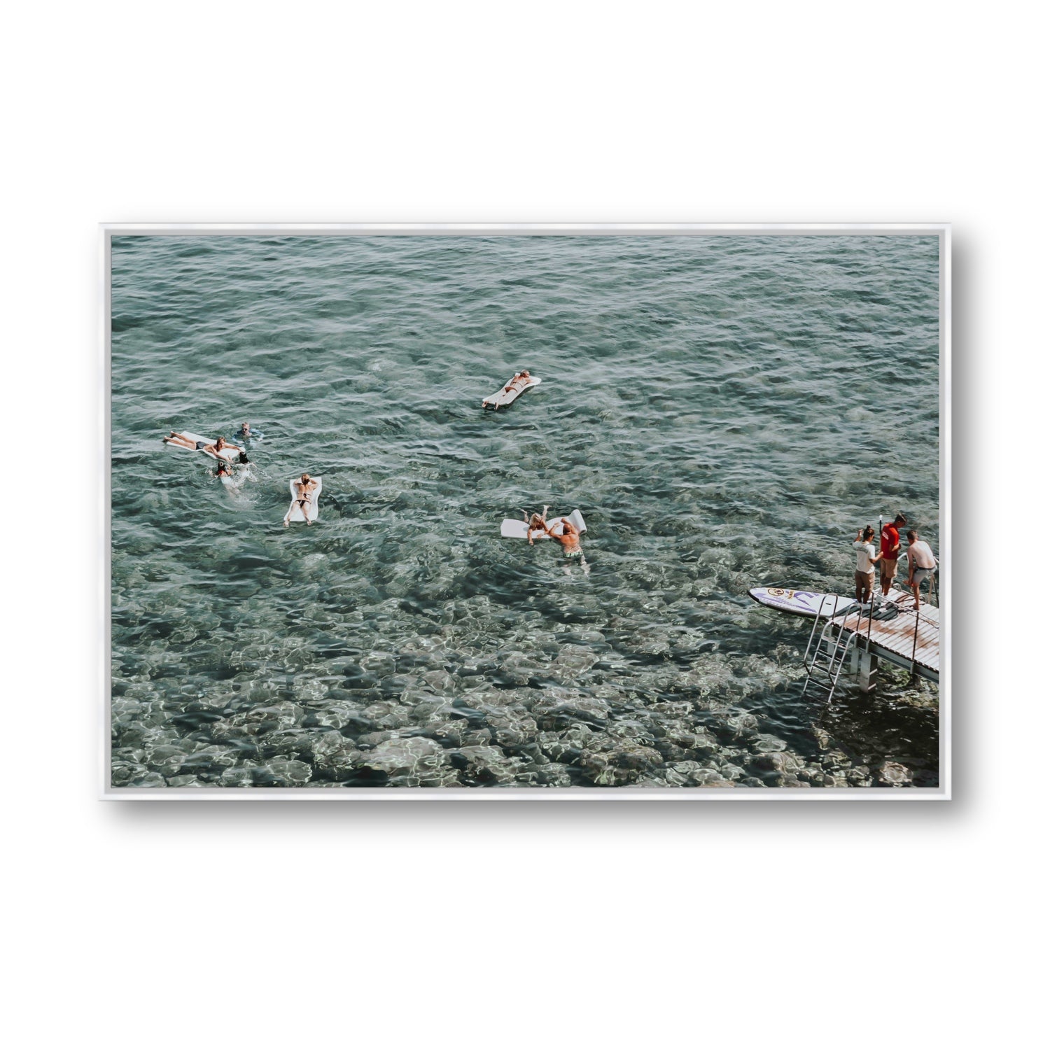 Having A Whale Of A Time Tuscany coastal wall art Statement fine art canvas in white float frame