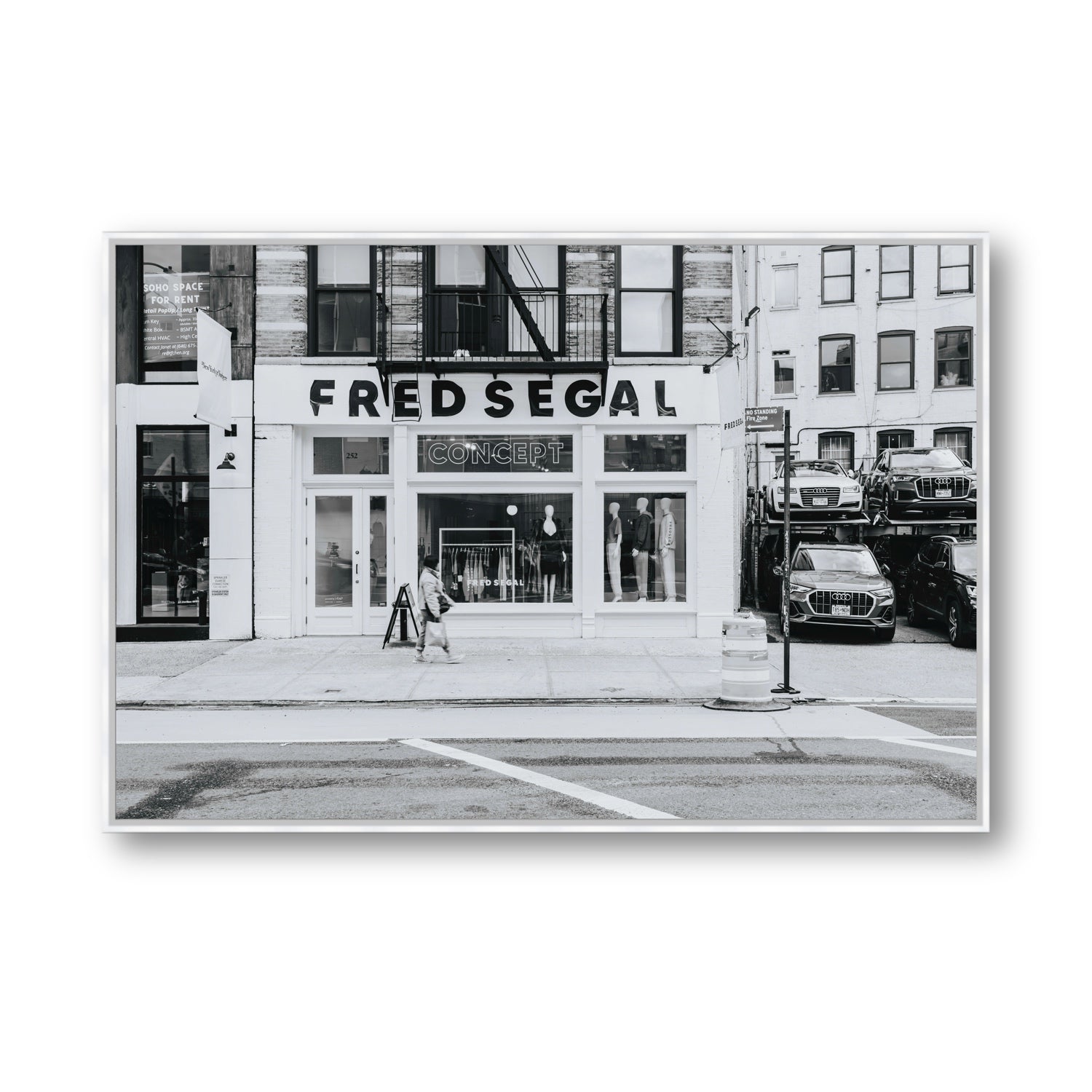 Noir York New York NYC Black & White wall art Statement fine art canvas in white float frame