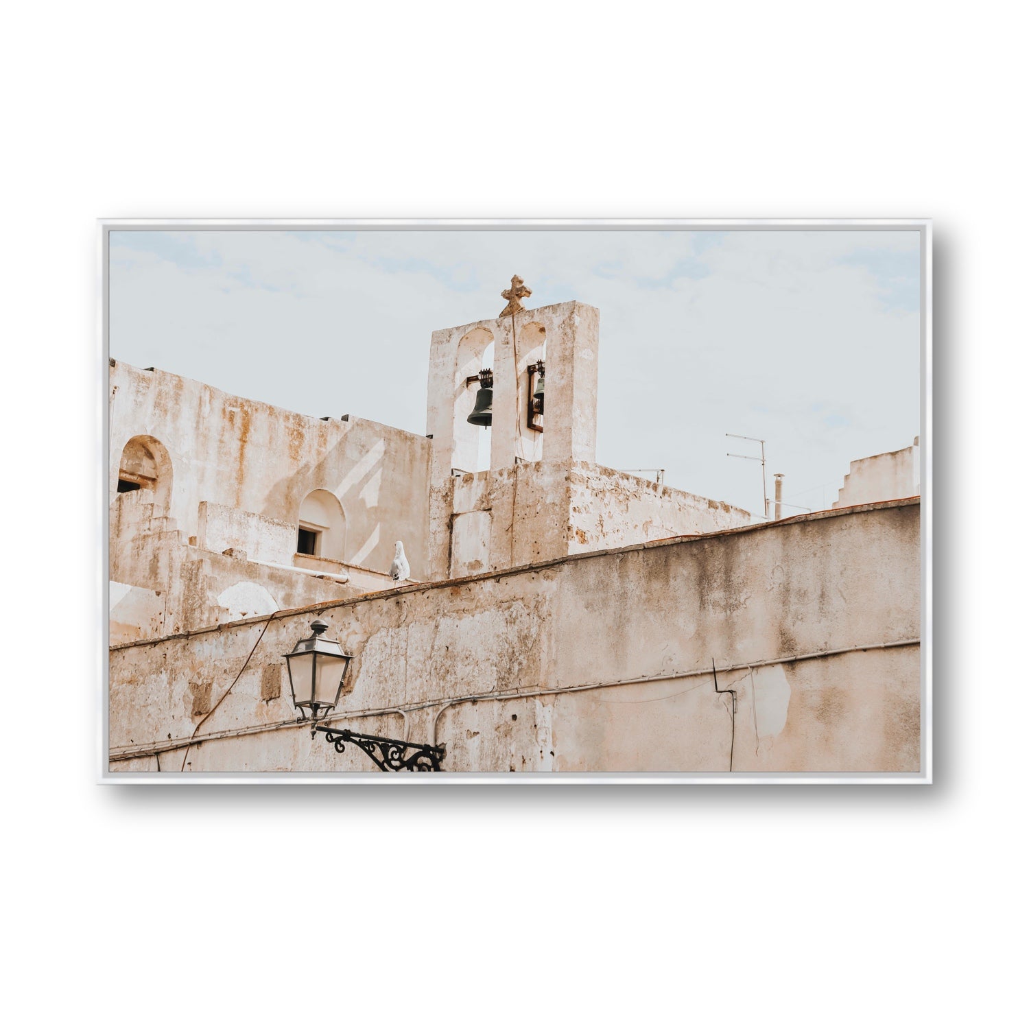 Ancient Bells Puglia Gallipoli Italian wall art Statement fine art canvas in white float frame