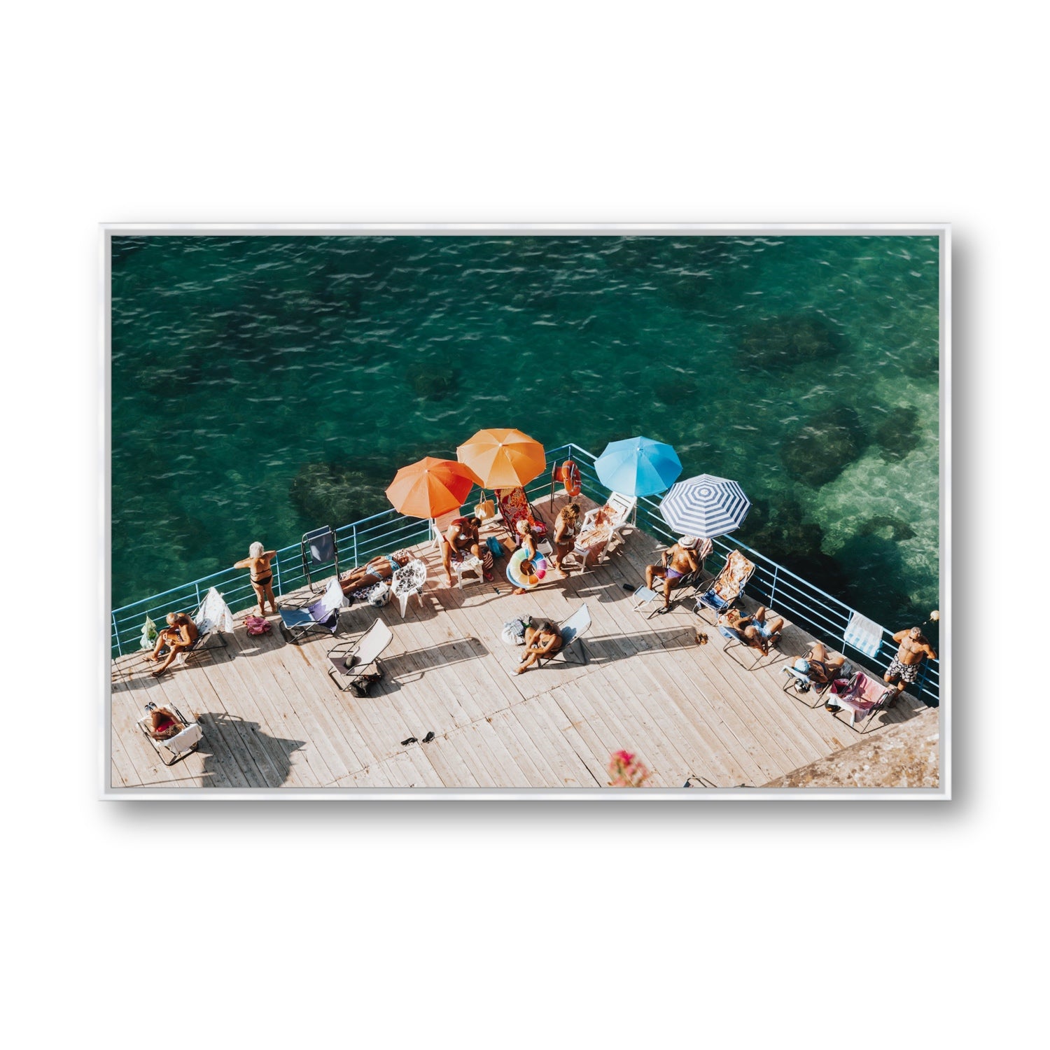 Il Dolce Far Niente Sorrento coastal wall art Statement fine art canvas in white float frame