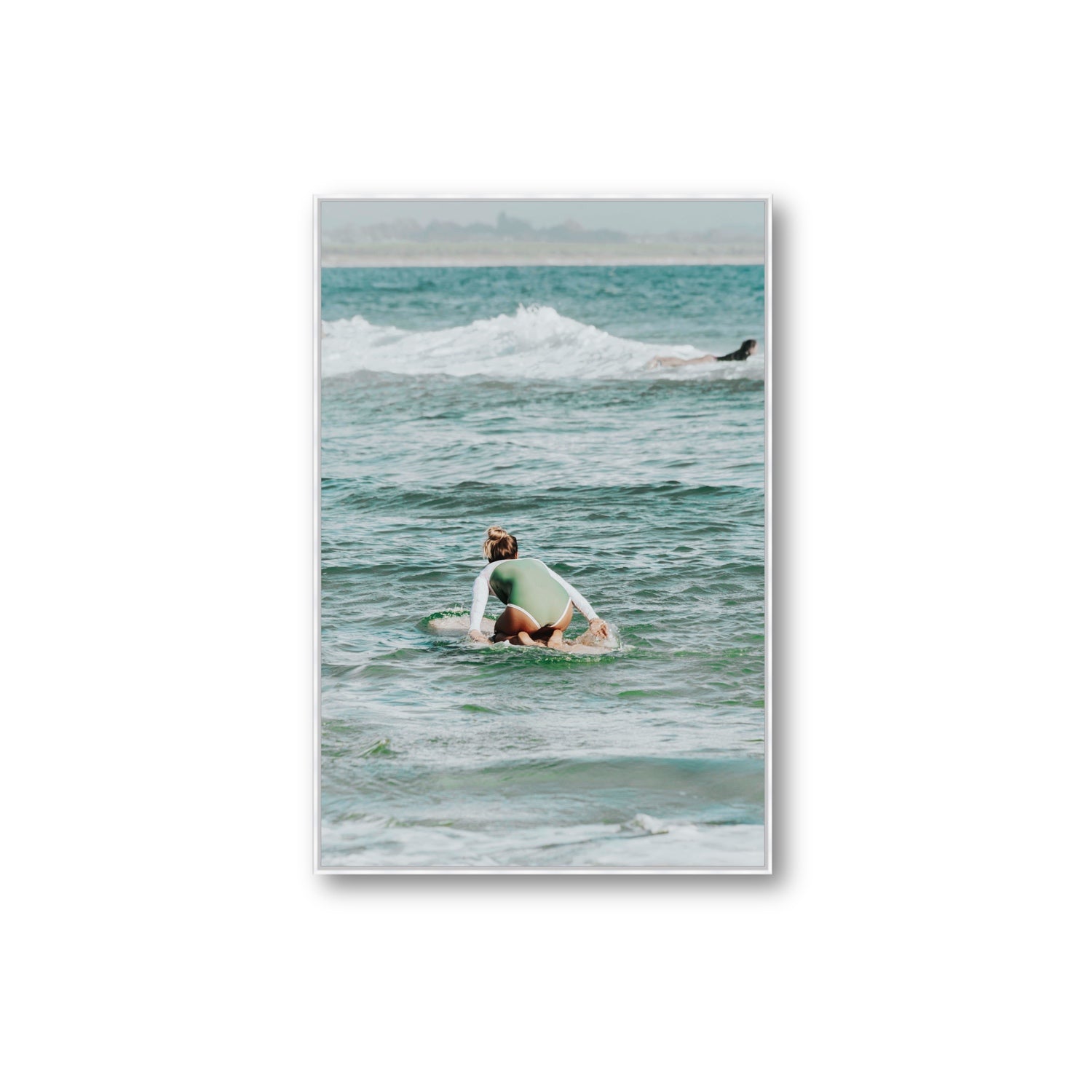 Quincy Byron Bay Surf coastal wall art Extra Large fine art canvas in white float frame