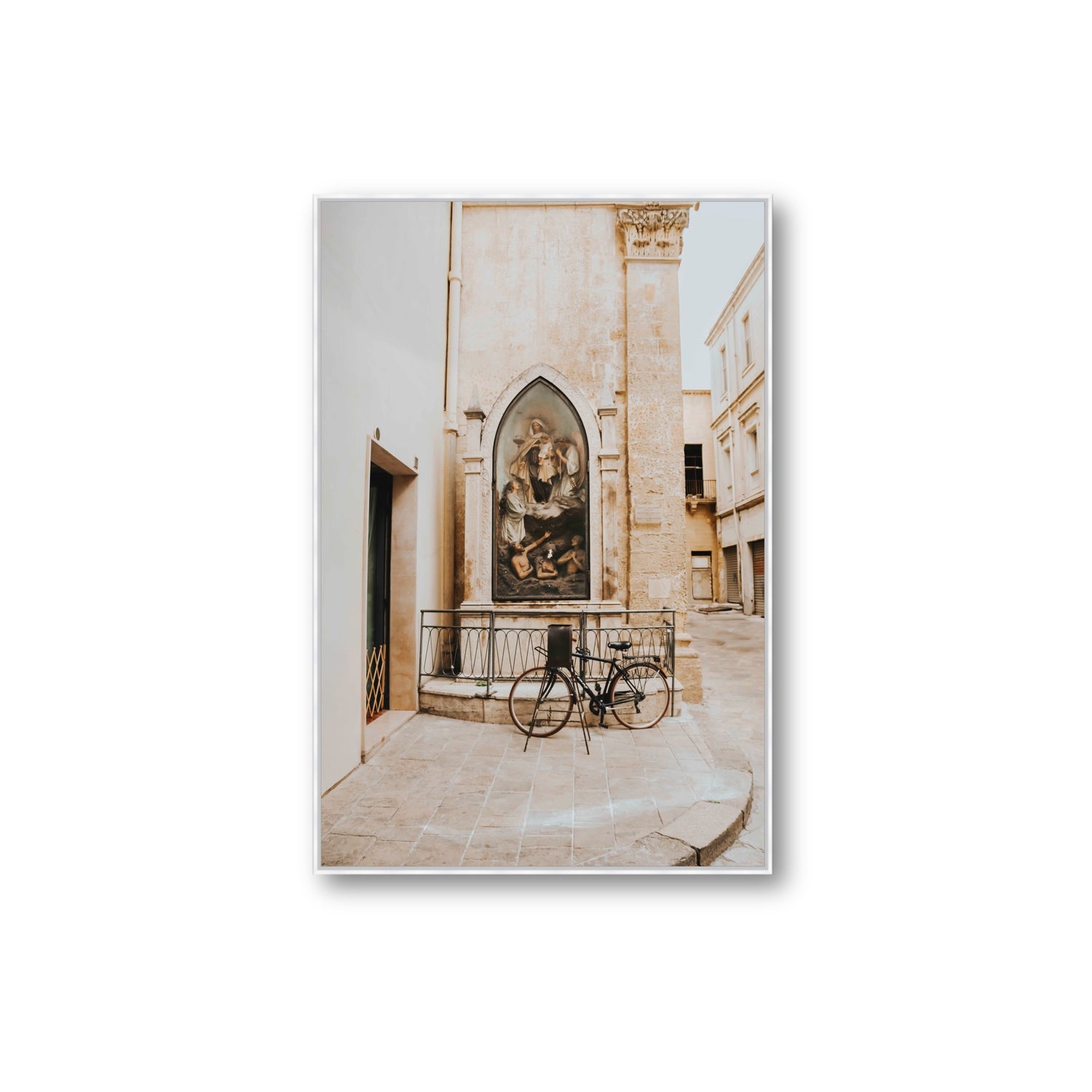 La Chiesa Puglia Otranto Italian wall art Extra Large fine art canvas in white float frame