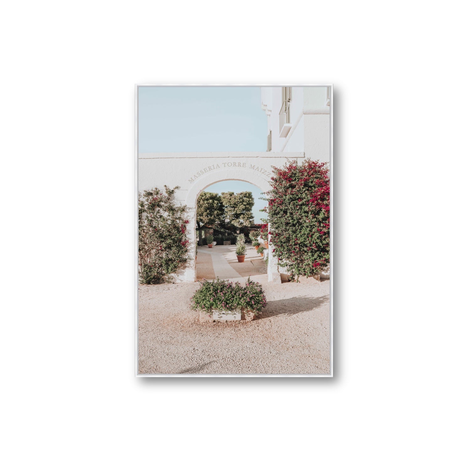 Torre Maizza Puglia Italian wall art Extra Large fine art canvas in white float frame