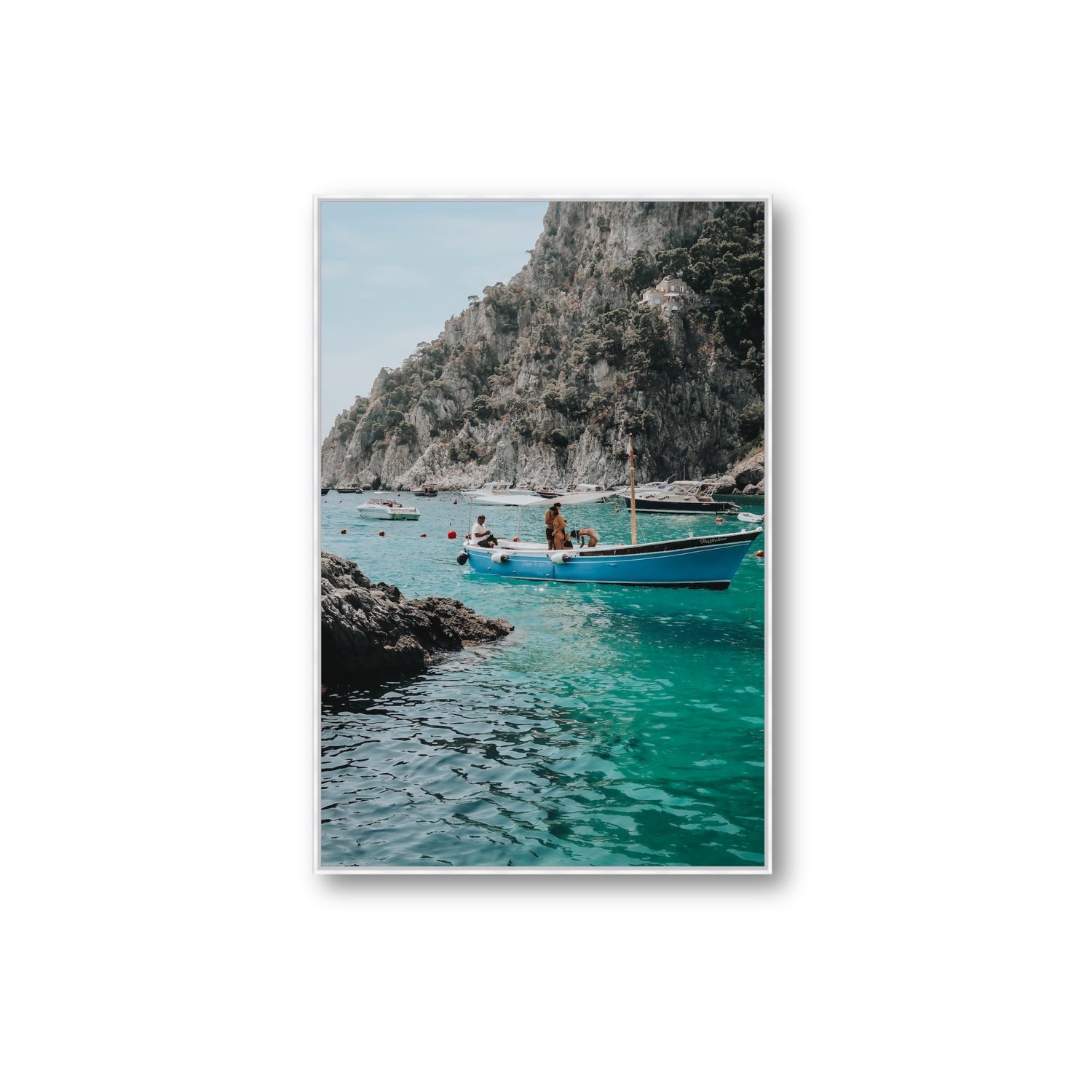 Emerald Escape fine art print, Capri, Italy, Extra Large, White Float Frame, Fine Art Canvas