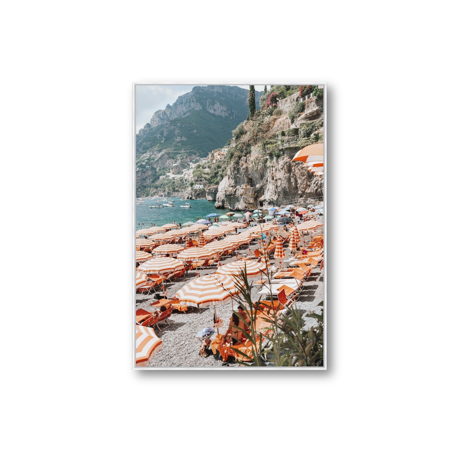 Bagni d'Arienzo Positano decor wall art Extra Large fine art canvas in white float frame