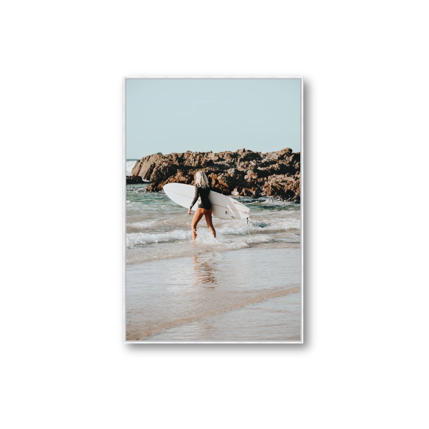 Bethany Byron Bay Surf coastal decor wall art Extra Large fine art canvas in white float frame